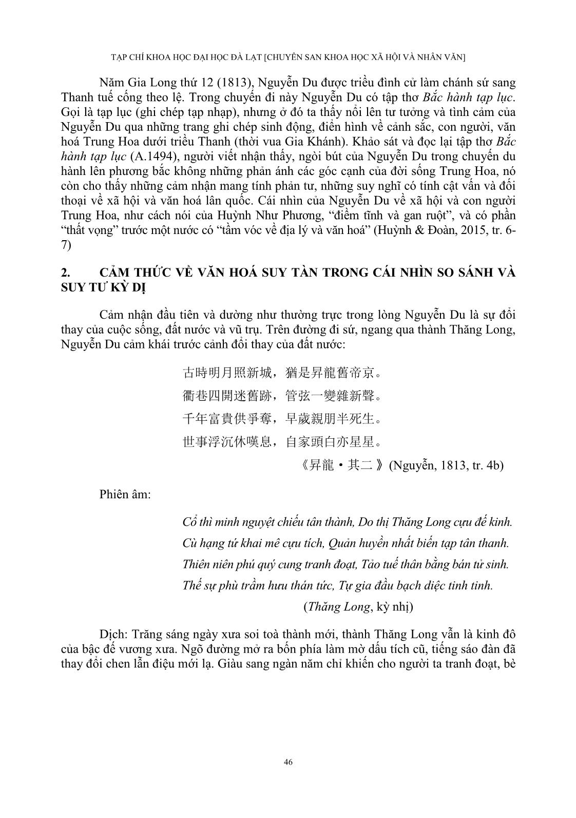 Cảm thức của Nguyễn Du về Trung Quốc Thanh triều trong “Bắc hành tạp lục” trang 4