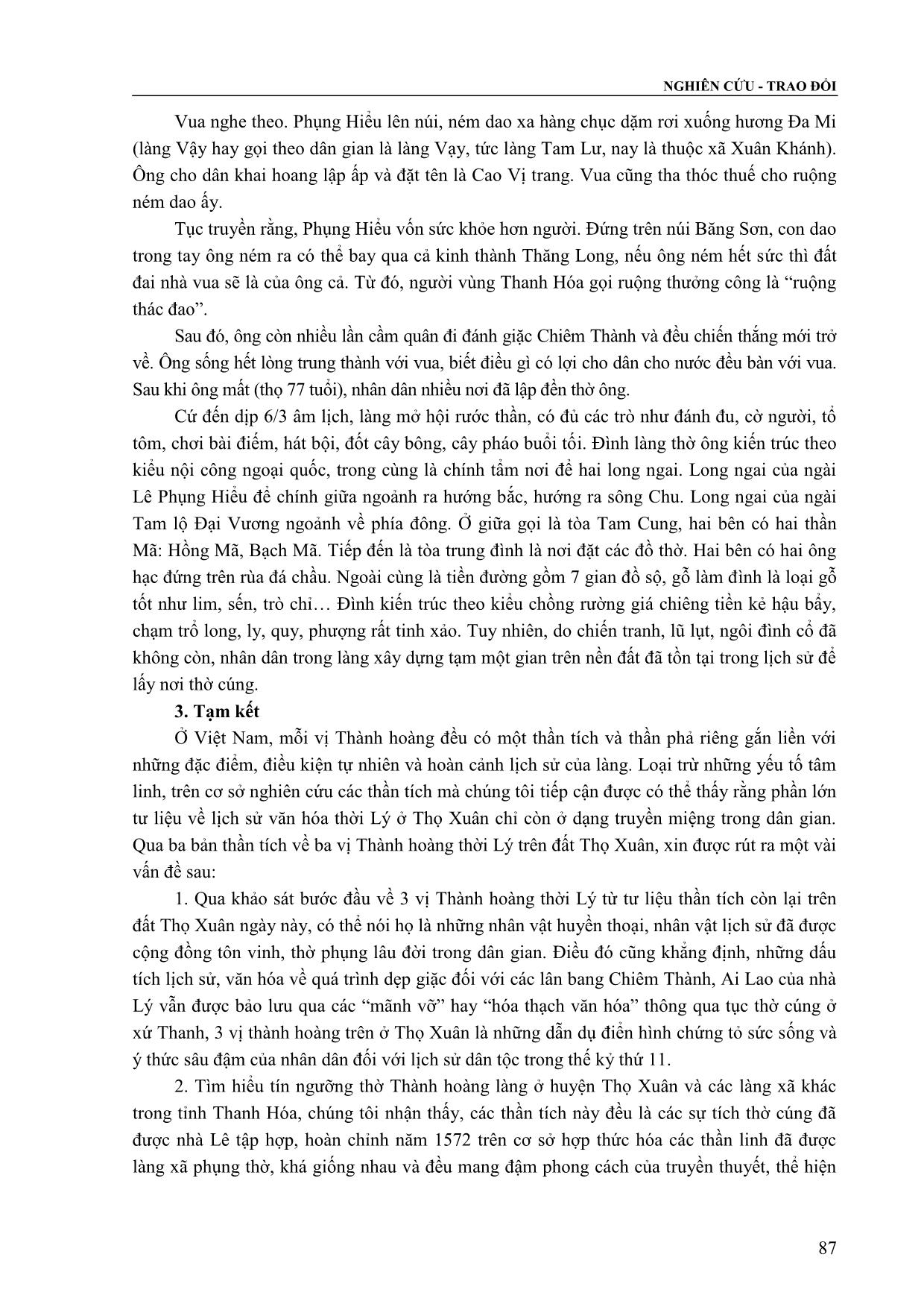 Ba vị Thành hoàng thời Lý trên đất Thọ Xuân qua tư liệu thần tích trang 7