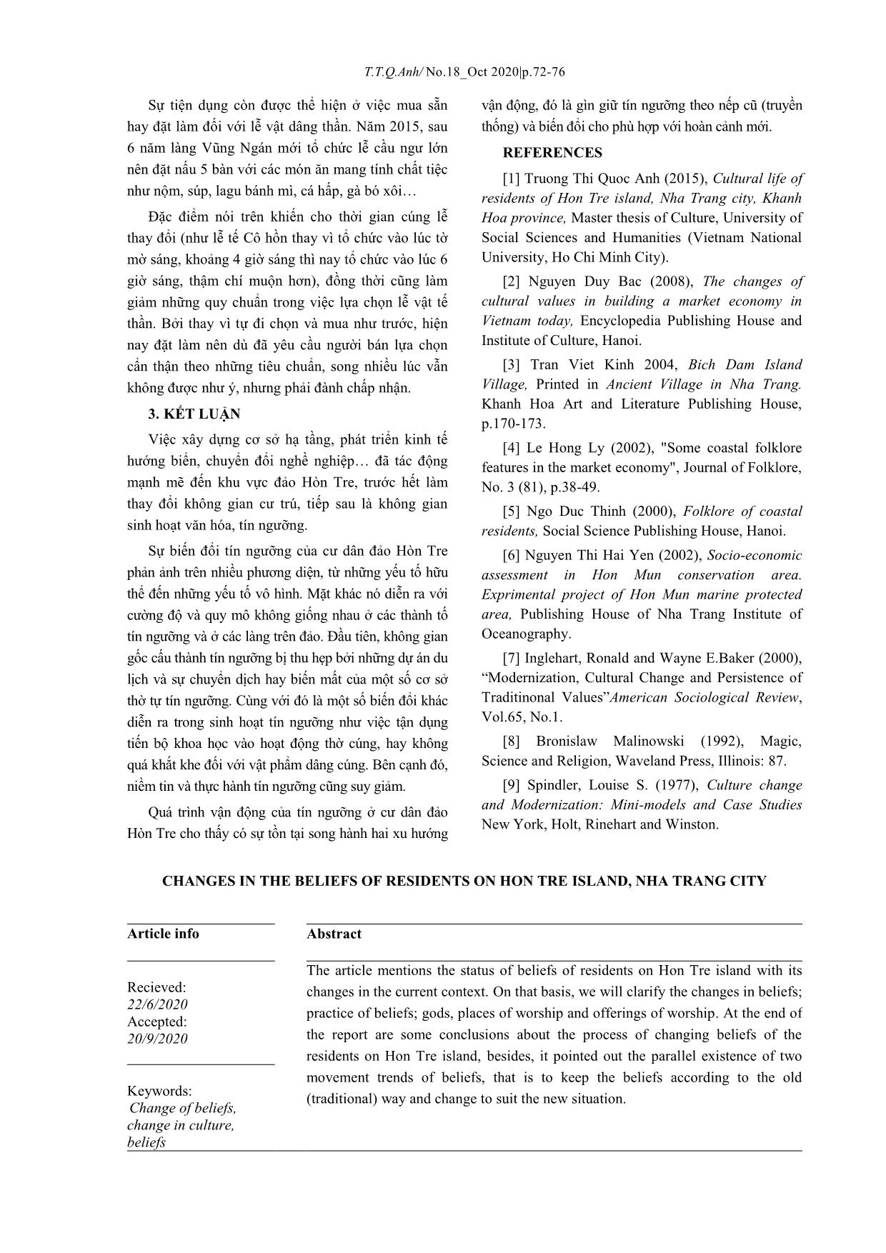 Biến đổi trong tín ngưỡng của cư dân đảo Hòn Tre, thành phố Nha Trang trang 5