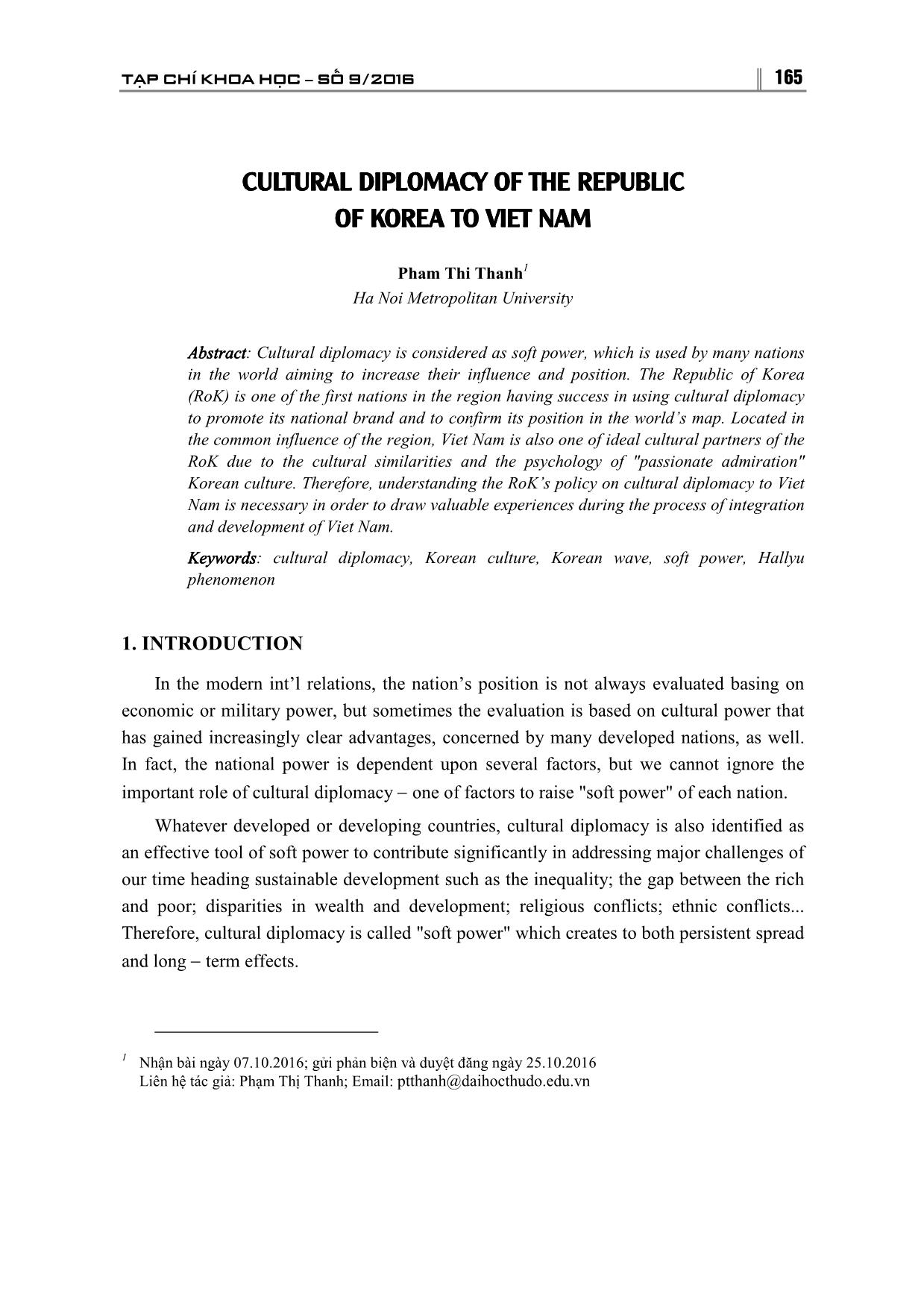Cultural diplomacy of the republic of Korea to Viet Nam trang 1