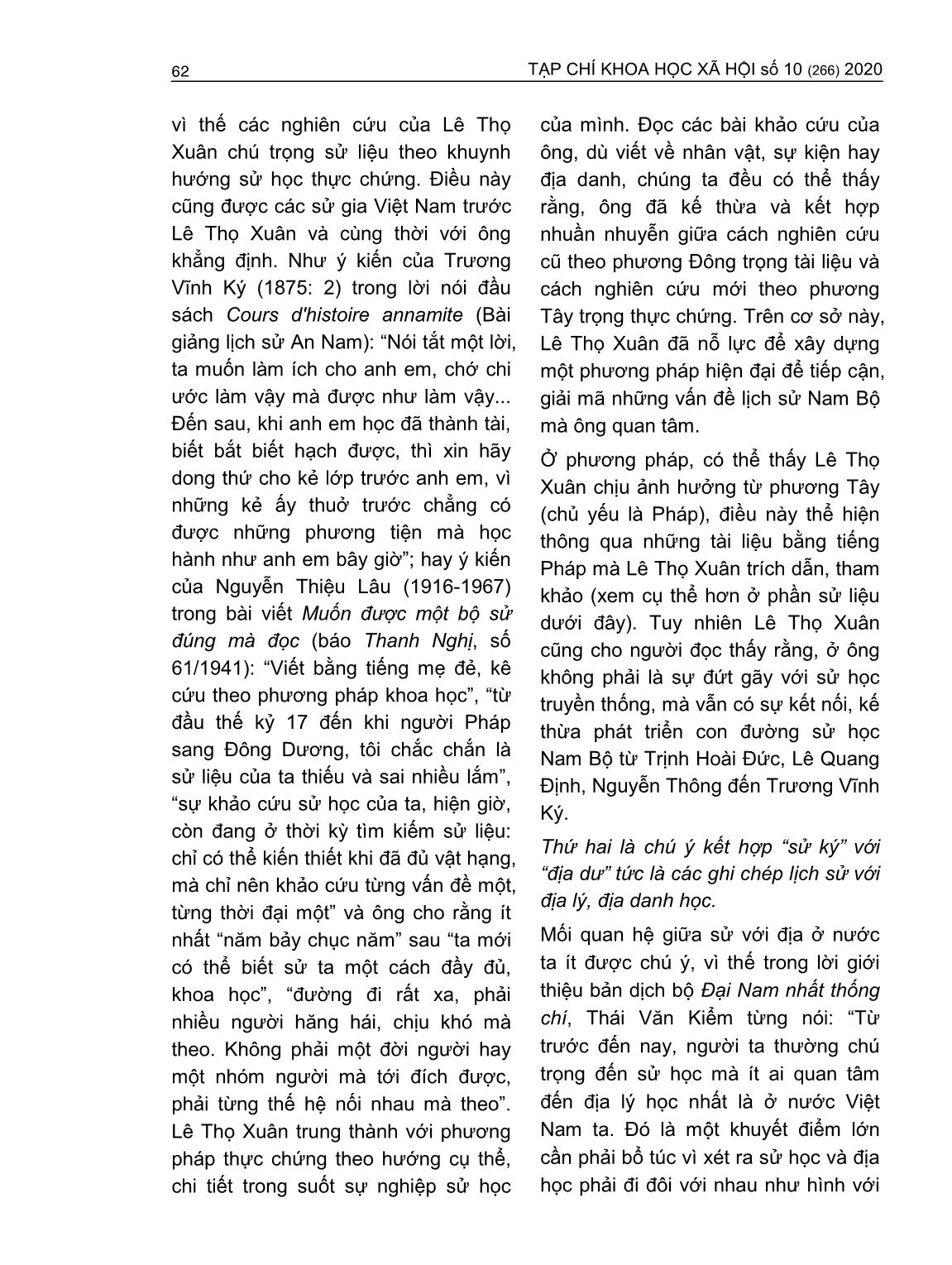 Đóng góp của Lê Thọ Xuân trong nghiên cứu lịch sử Nam Bộ triều Nguyễn thế kỷ XIX trang 3