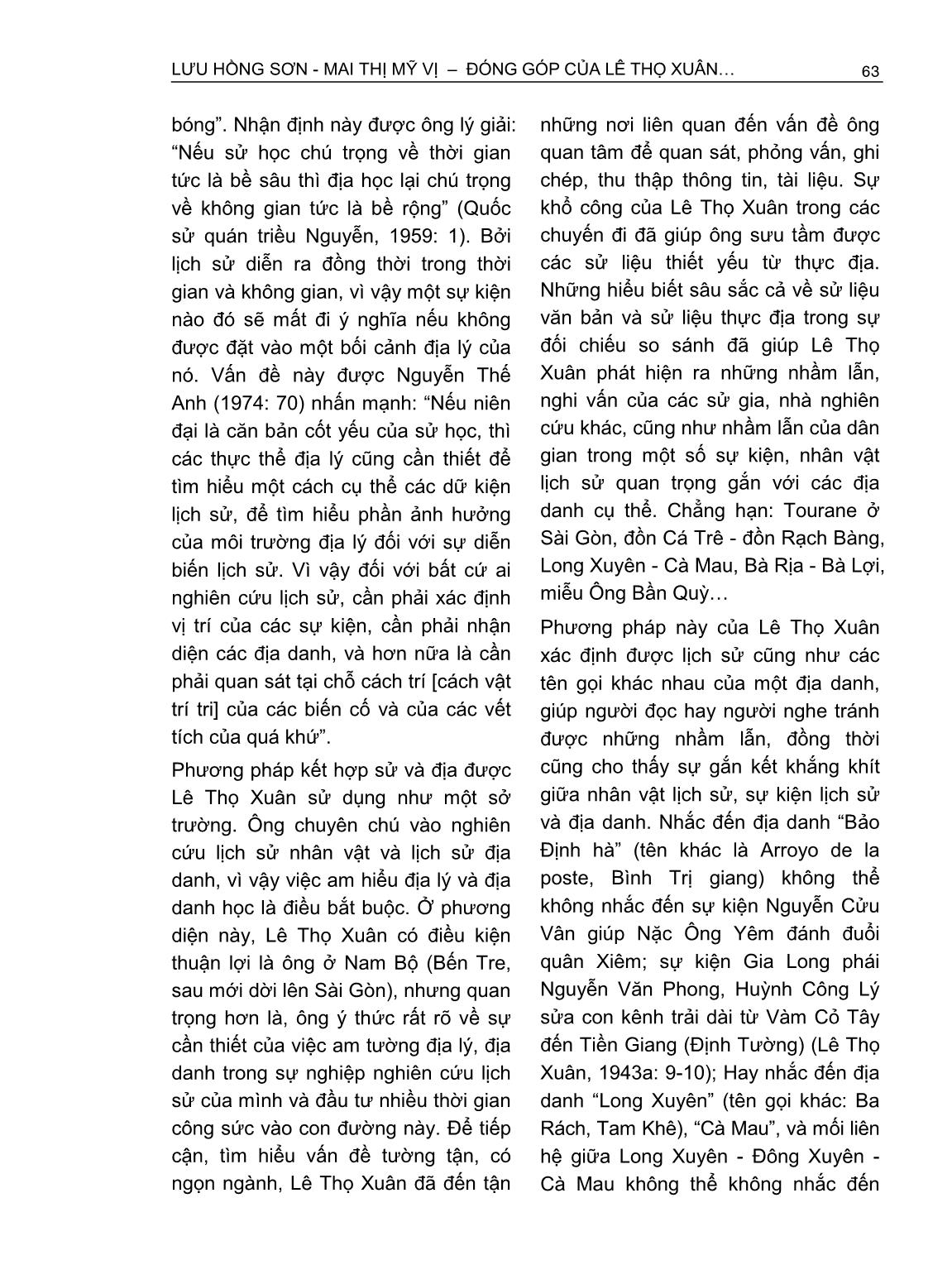 Đóng góp của Lê Thọ Xuân trong nghiên cứu lịch sử Nam Bộ triều Nguyễn thế kỷ XIX trang 4