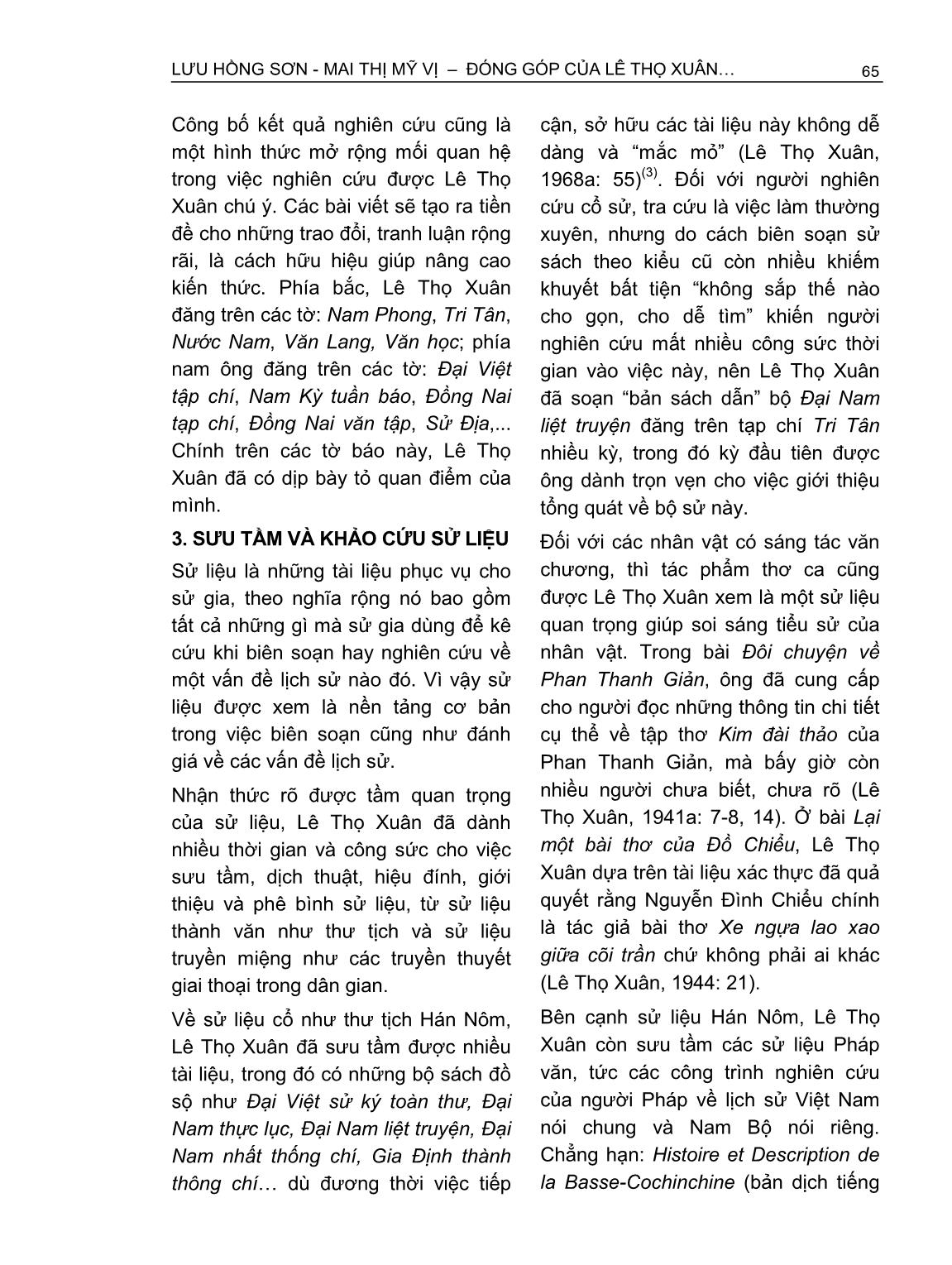 Đóng góp của Lê Thọ Xuân trong nghiên cứu lịch sử Nam Bộ triều Nguyễn thế kỷ XIX trang 6