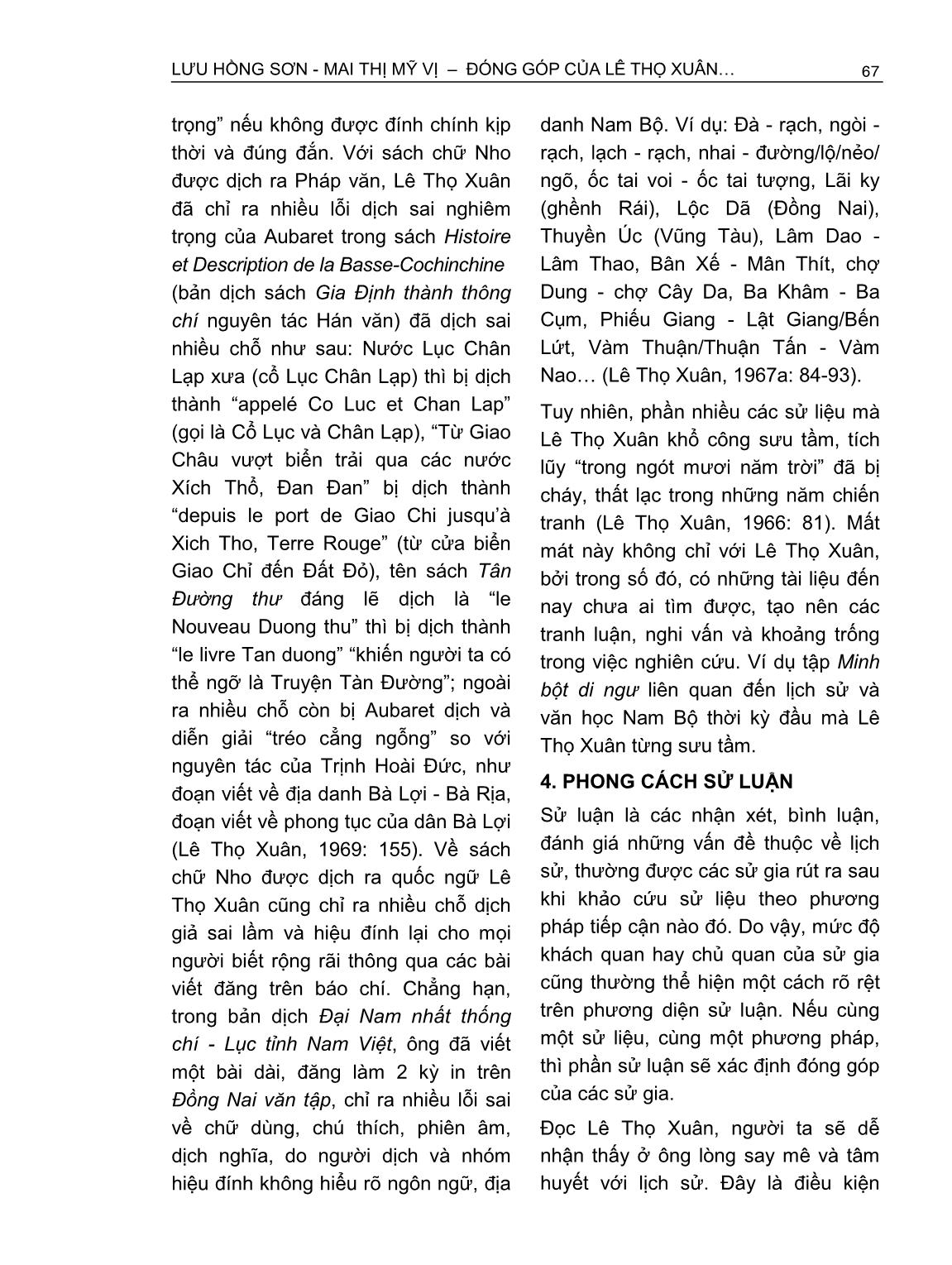 Đóng góp của Lê Thọ Xuân trong nghiên cứu lịch sử Nam Bộ triều Nguyễn thế kỷ XIX trang 8