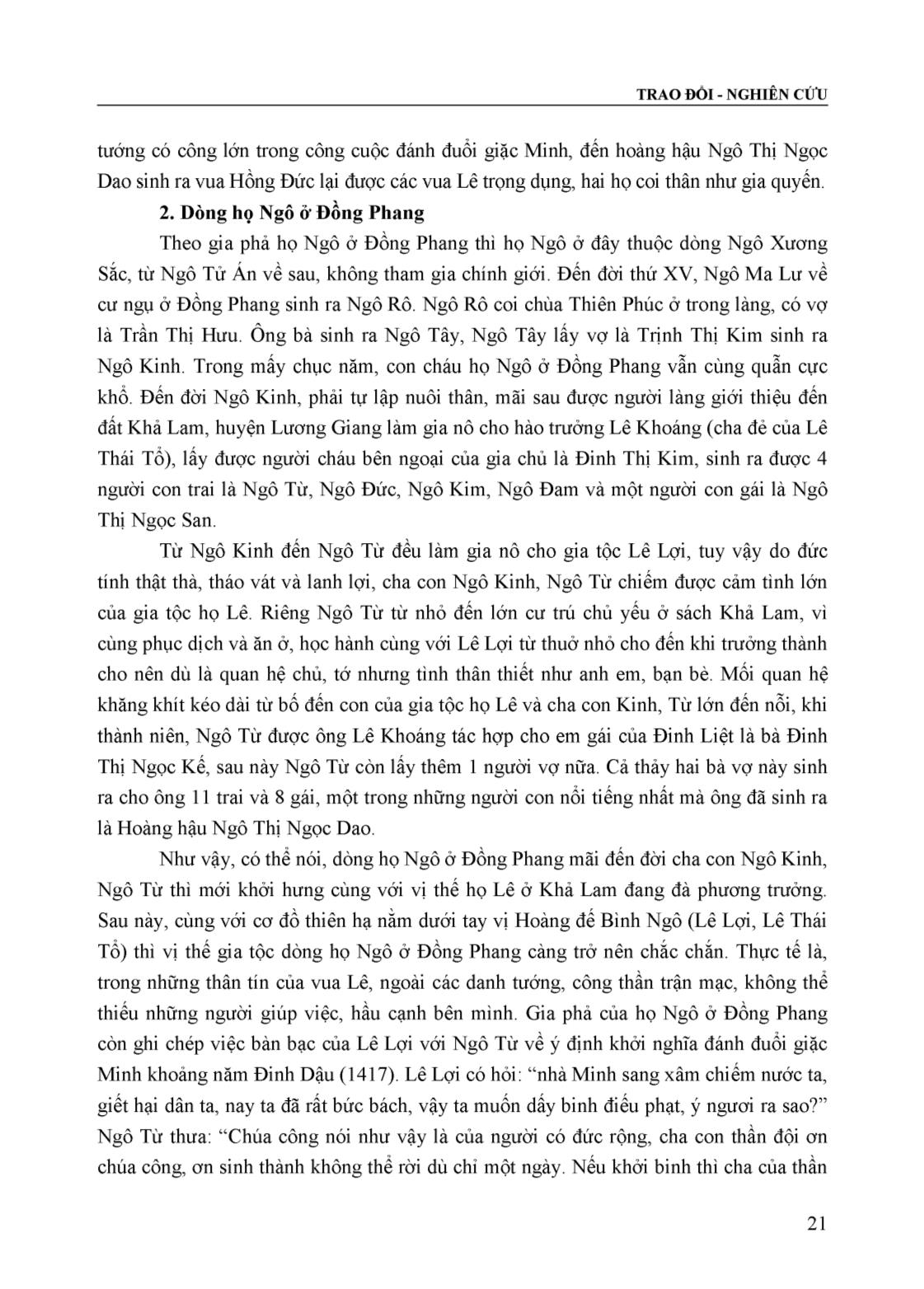 Dòng họ Ngô ở Đồng Phang xã Định Hòa, huyện Yên Định (Lịch sử và di tích) trang 3
