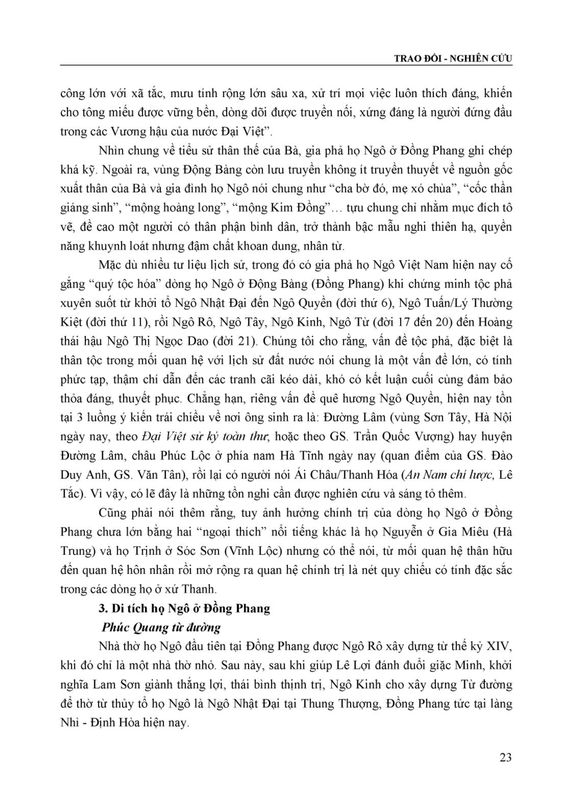 Dòng họ Ngô ở Đồng Phang xã Định Hòa, huyện Yên Định (Lịch sử và di tích) trang 5