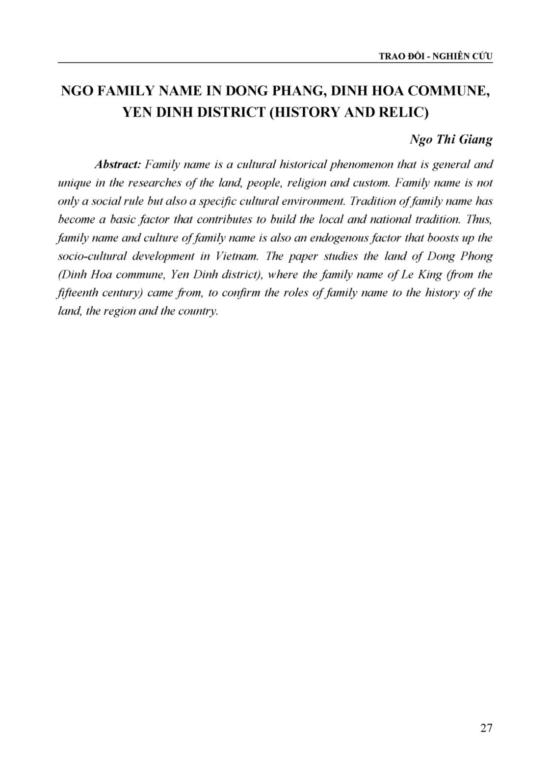 Dòng họ Ngô ở Đồng Phang xã Định Hòa, huyện Yên Định (Lịch sử và di tích) trang 9