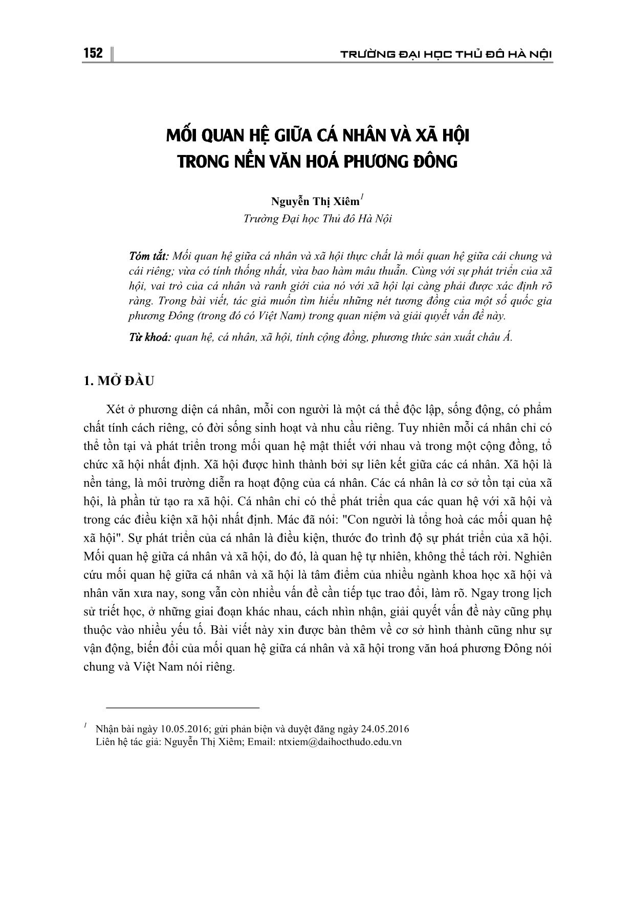 Mối quan hệ giữa cá nhân và xã hội trong nền văn hóa phương Đông trang 1