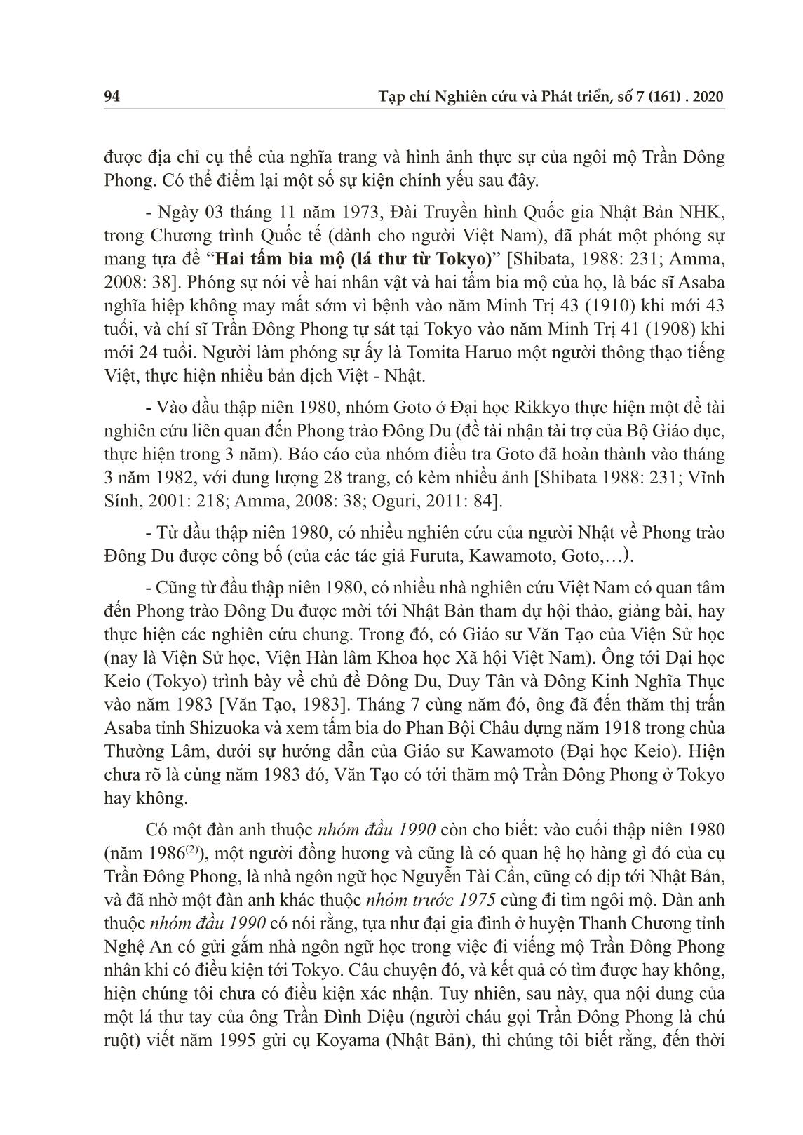 Phúc thần của người Việt ở hải ngoại: Trường hợp chí sĩ Trần Đông Phong trong phong trào Đông Du và mộ phần hiện còn ở Nhật Bản trang 3