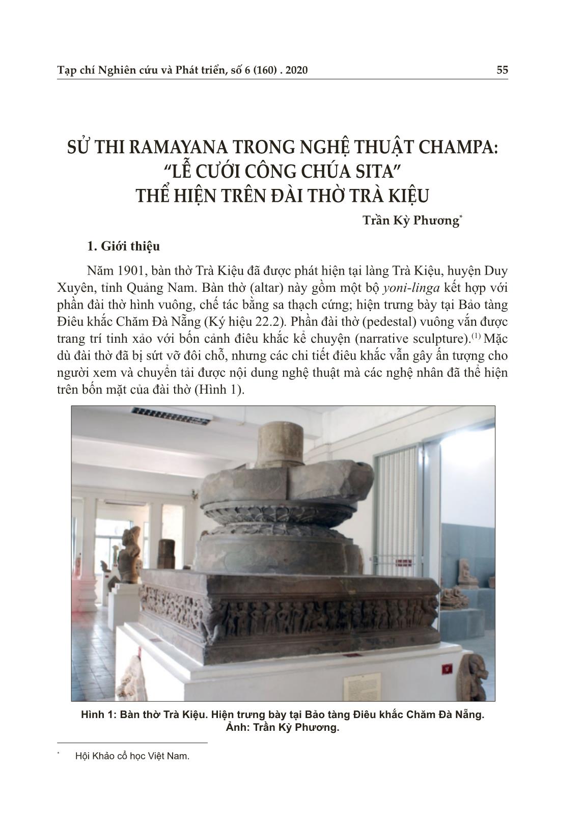 Sử thi Ramayana trong nghệ thuật Champa: “Lễ cưới công chúa Sita” thể hiện trên đài thờ Trà Kiệu trang 1