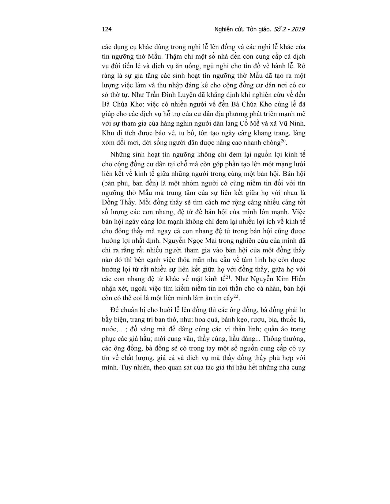 Sinh hoạt tín ngưỡng và một số khía cạnh kinh tế (Qua khảo cứu tín ngưỡng thờ Mẫu của người Việt vùng trang 10