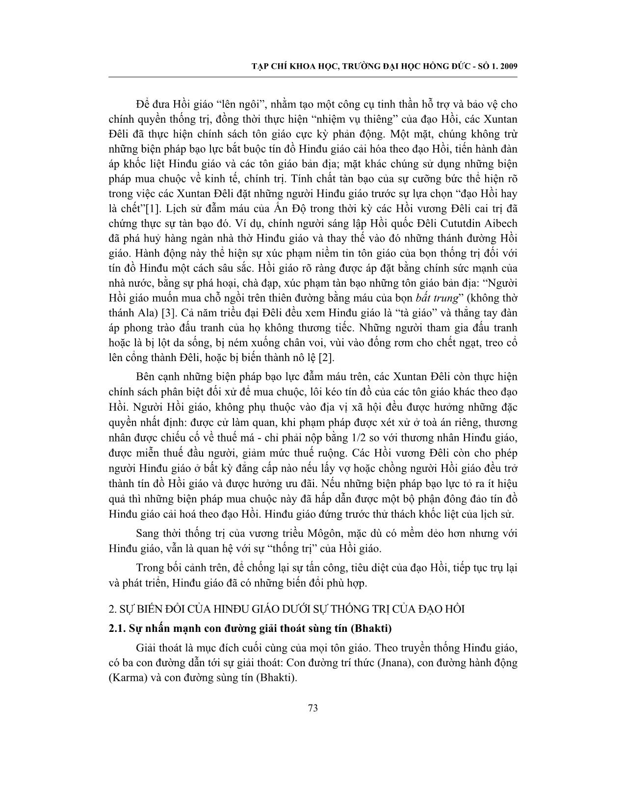 Sự biến đổi của Hinđu giáo ở Ấn Độ dưới thời vương triều hồi giáo Đêli và đế quốc Môg trang 2