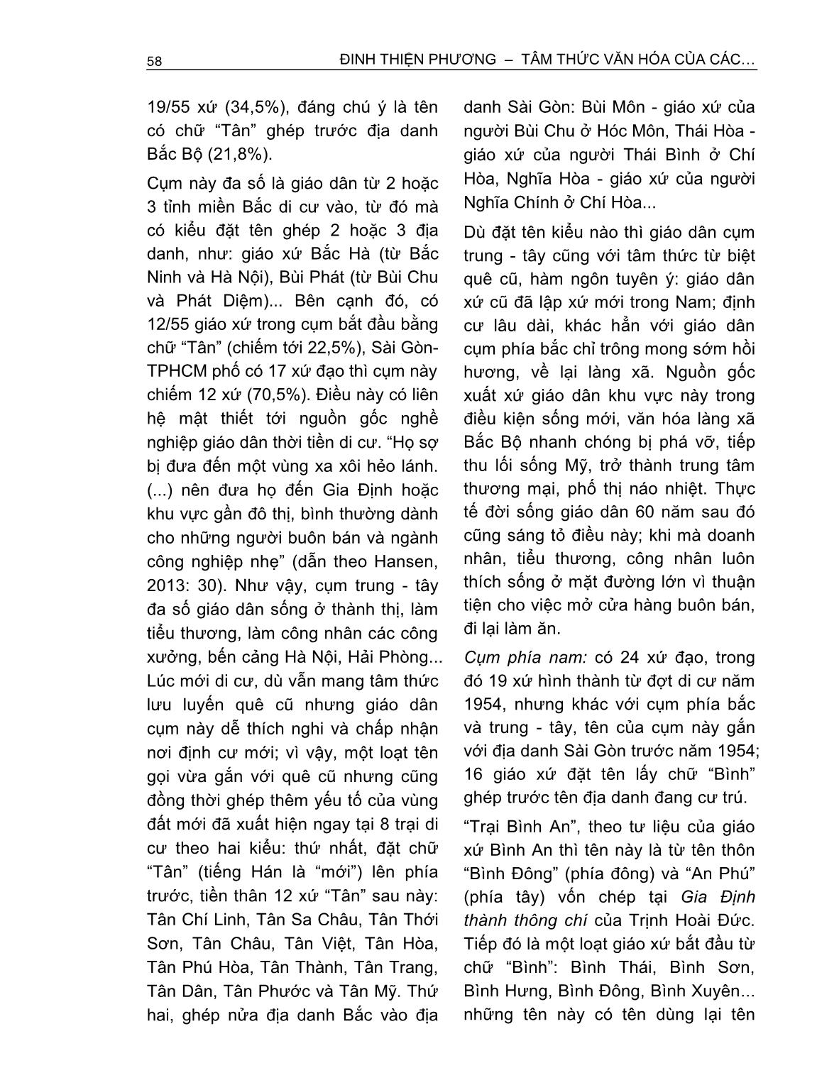 Tâm thức văn hóa của các cộng đồng Công giáo ở Sài Gòn - Thành phố Hồ Chí Minh (1954 - nay) nhìn từ tên xứ đạo trang 6