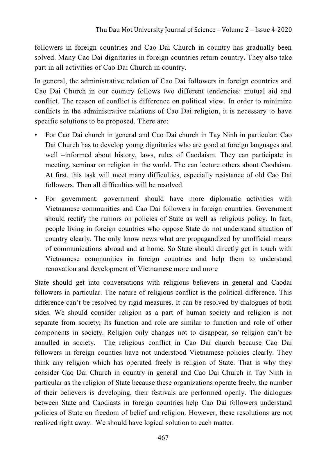 The followers of Caodaism in foreign countries and the administrative relation between believers of Caodaism in foreign countries and Cao Dai church in country trang 10