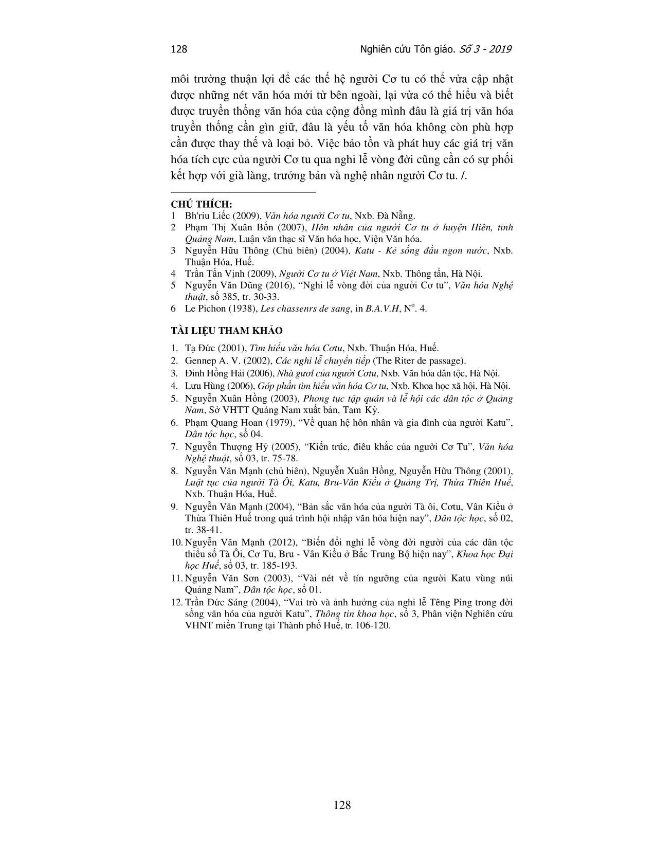 Vài nét biến đổi nghi lễ vòng đời của người Cơ Tu ở tỉnh Quảng Nam hiện nay trang 9