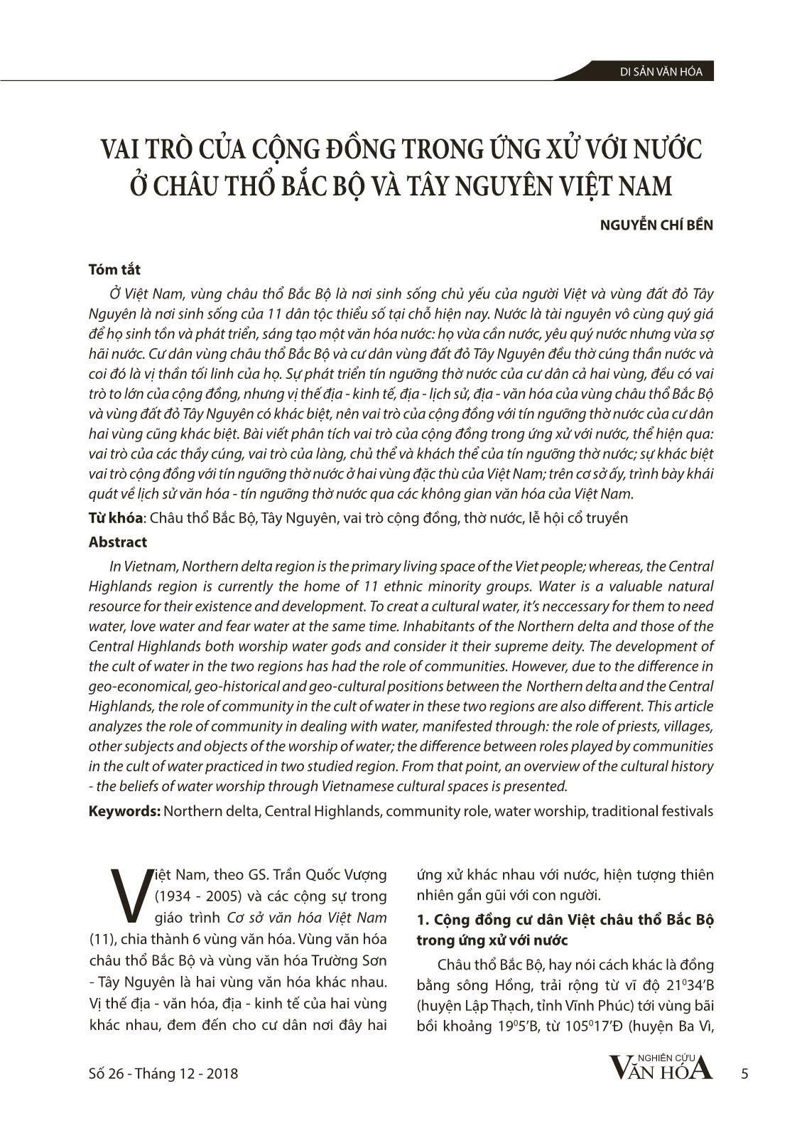 Vai trò của cộng đồng trong ứng xử với nước ở châu thổ Bắc Bộ và Tây Nguyên Việt Nam trang 1