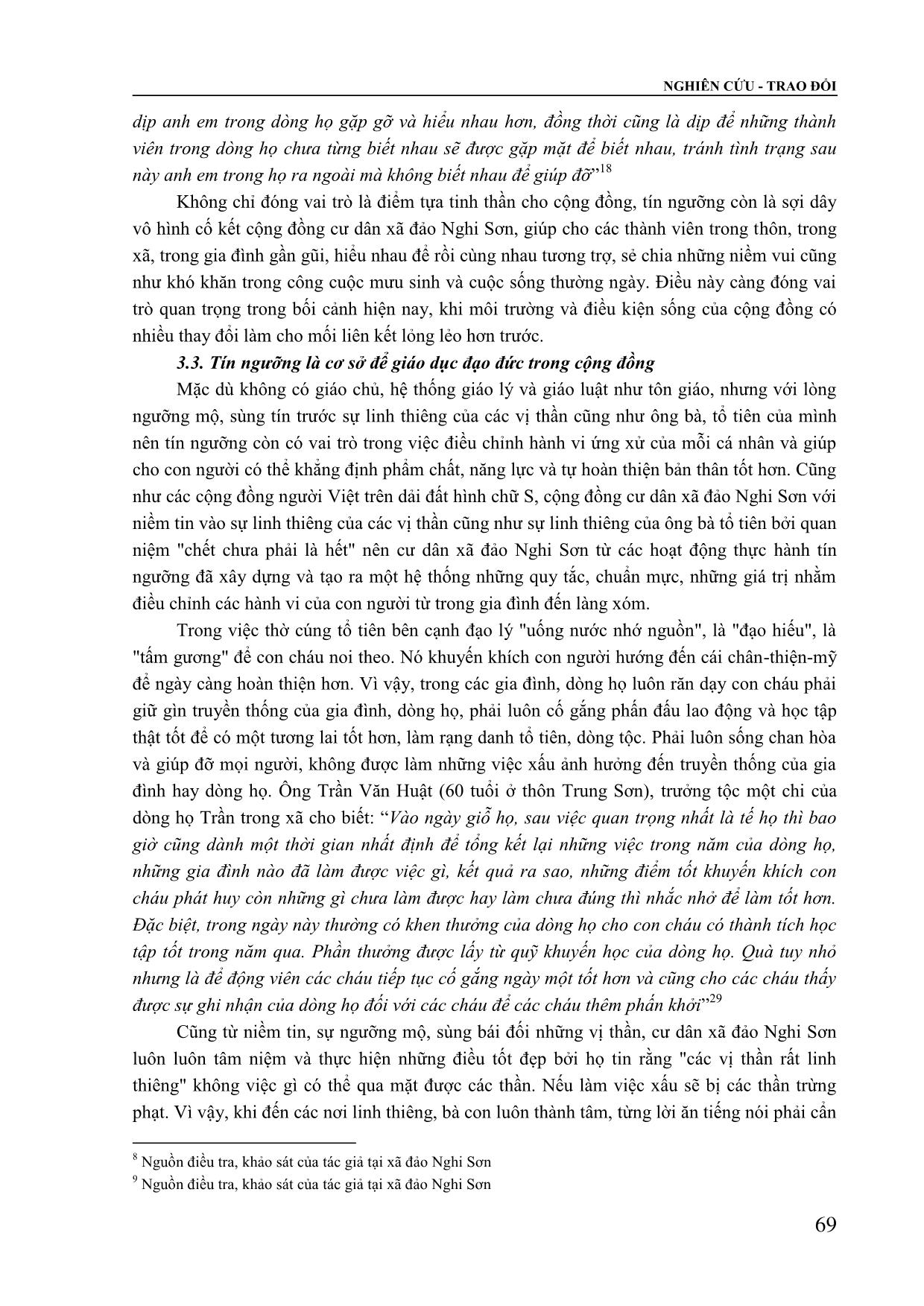 Vai trò của tín ngưỡng trong đời sống tinh thần của cộng đồng cư dân xã đảo Nghi Sơn, huyện Tĩnh Gia, tỉnh Thanh Hóa trang 10