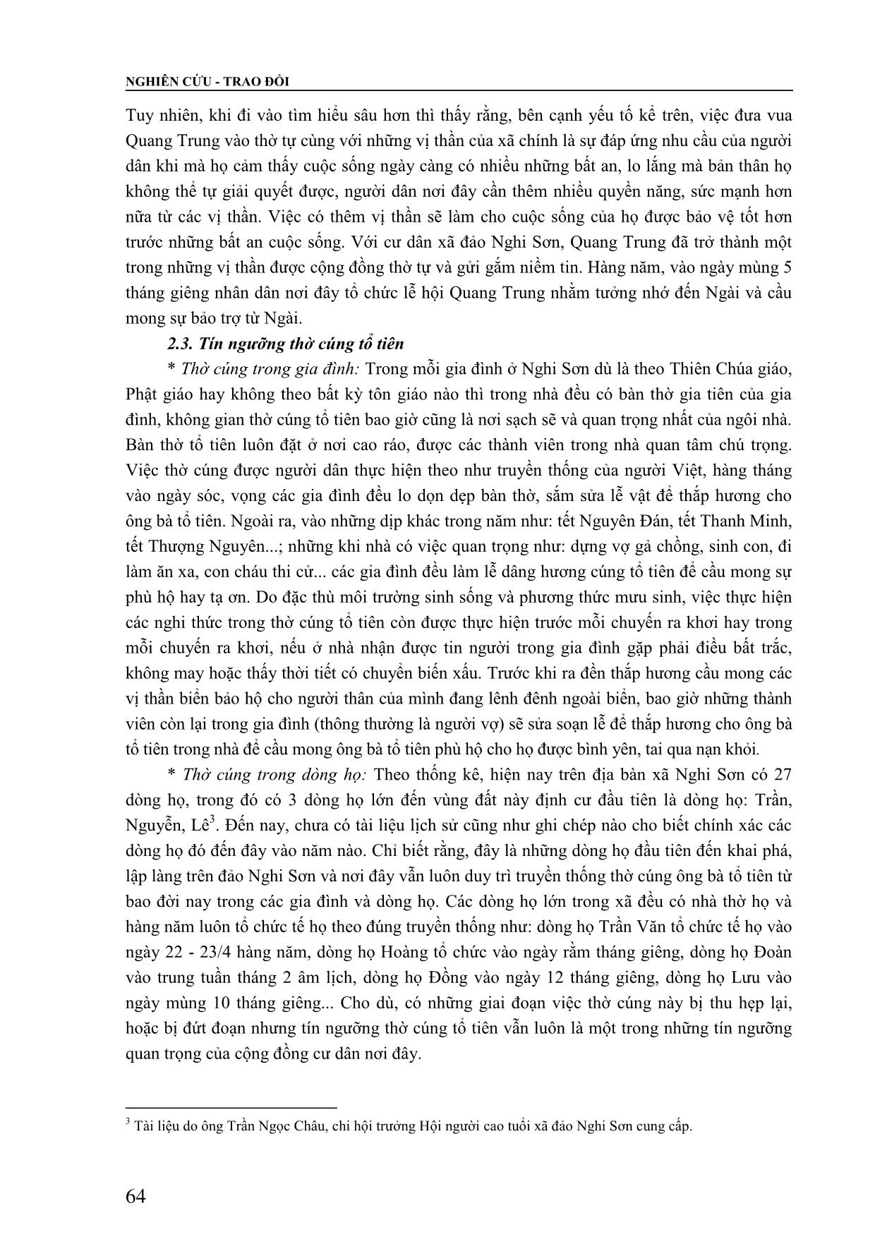 Vai trò của tín ngưỡng trong đời sống tinh thần của cộng đồng cư dân xã đảo Nghi Sơn, huyện Tĩnh Gia, tỉnh Thanh Hóa trang 5