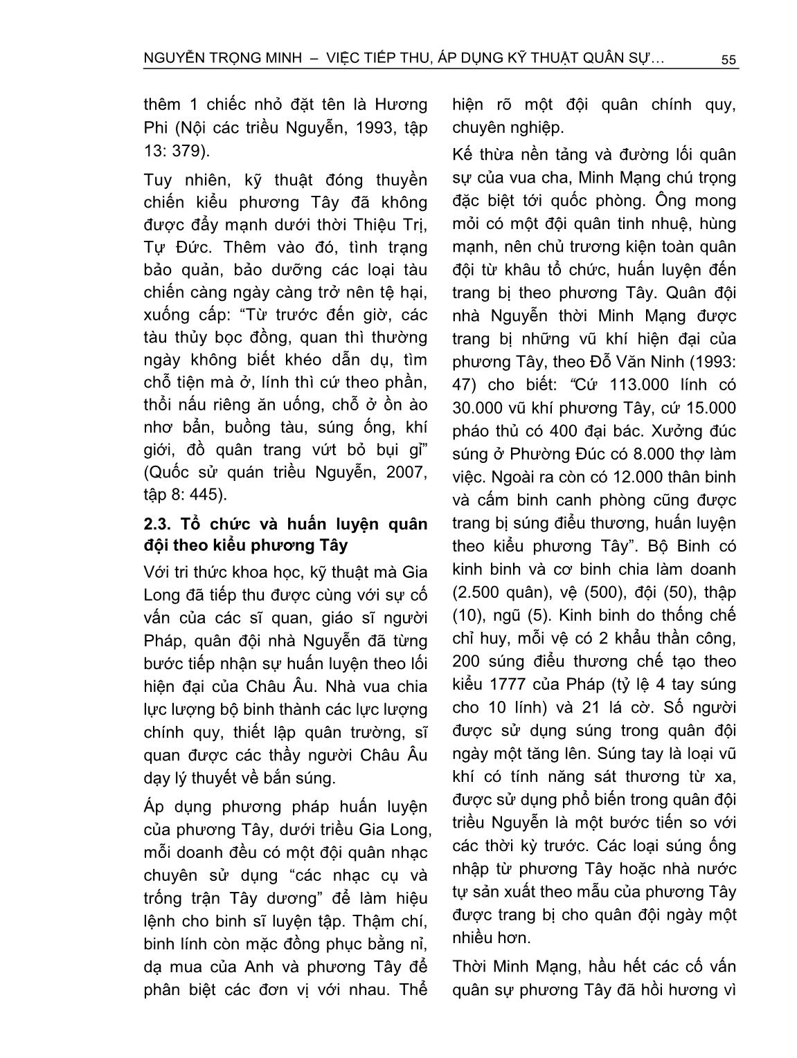 Việc tiếp thu, áp dụng kỹ thuật quân sự phương Tây của triều Nguyễn (1802-1858) trang 6