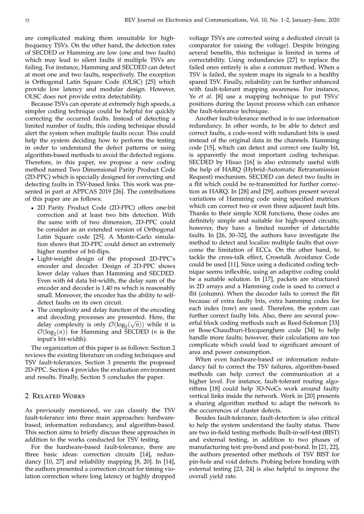 2D parity product code for TSV online fault correction and detection trang 2