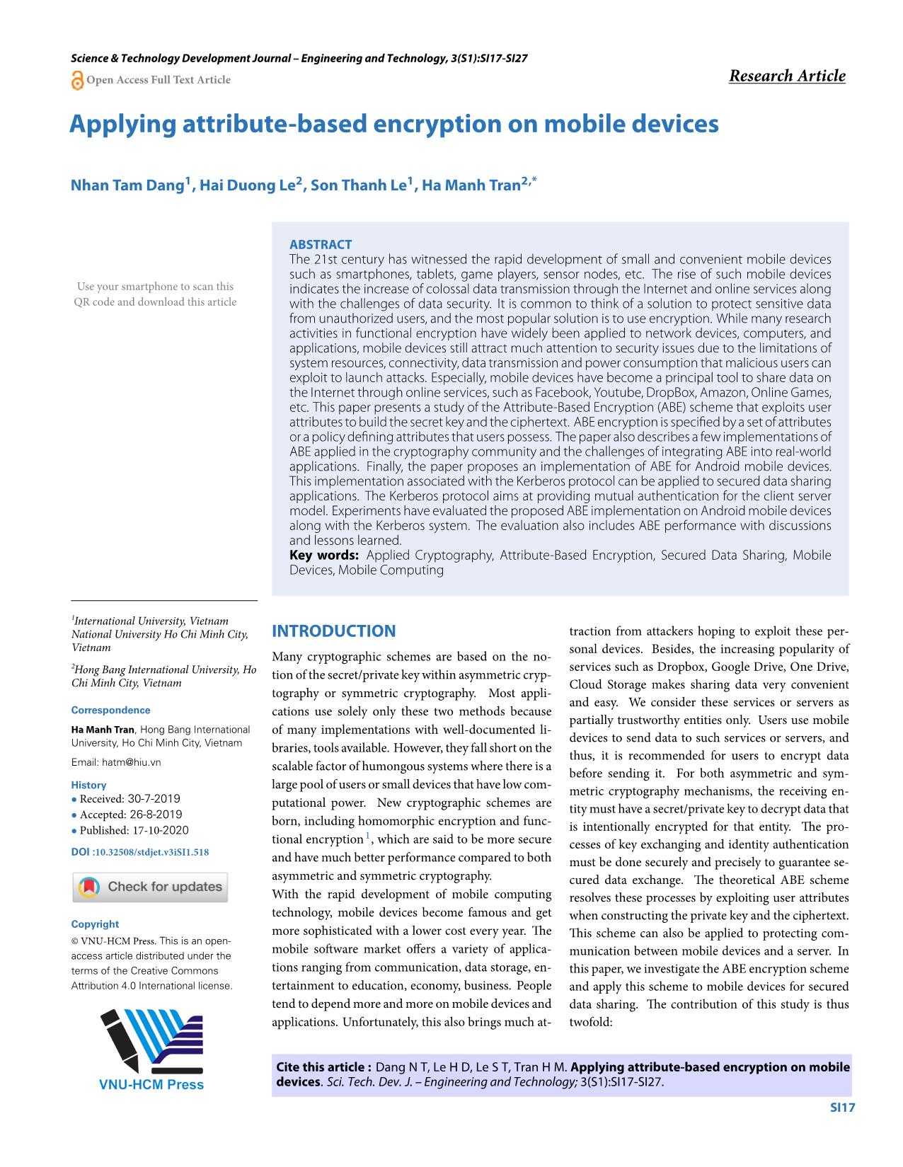 Applying attribute-Based encryption on mobile devices trang 1