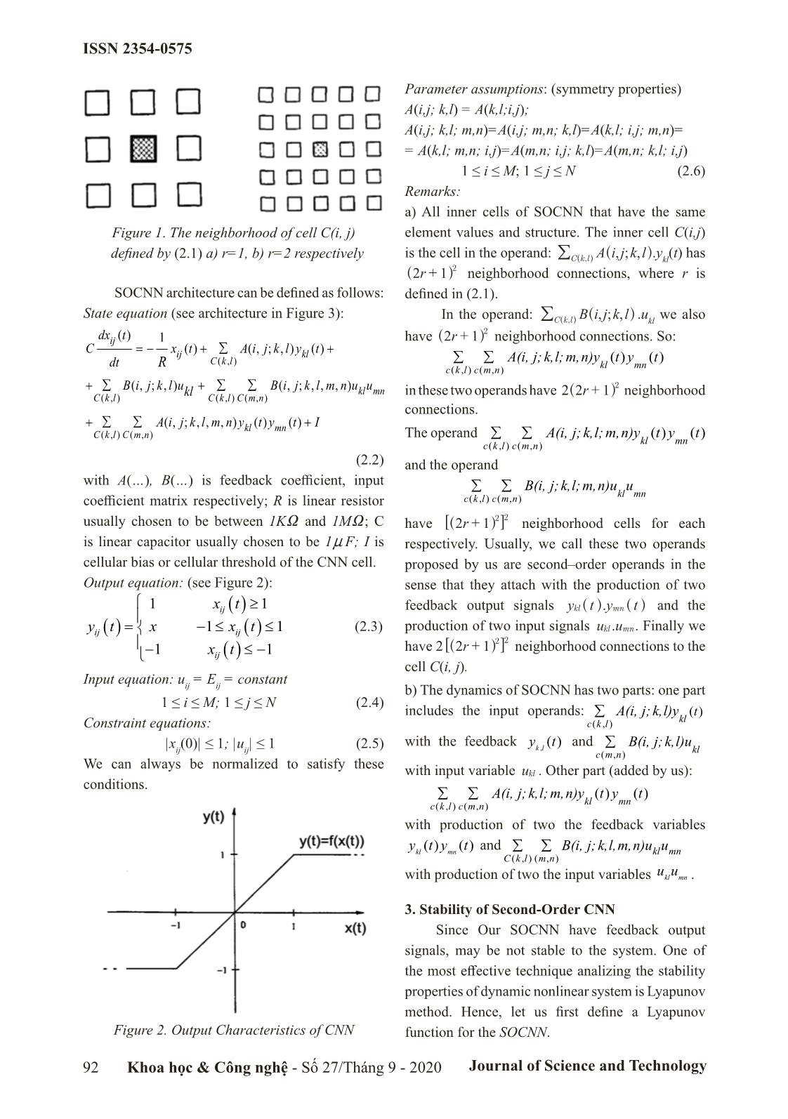 Architecture and stability of the second–order cellular neural networks trang 2