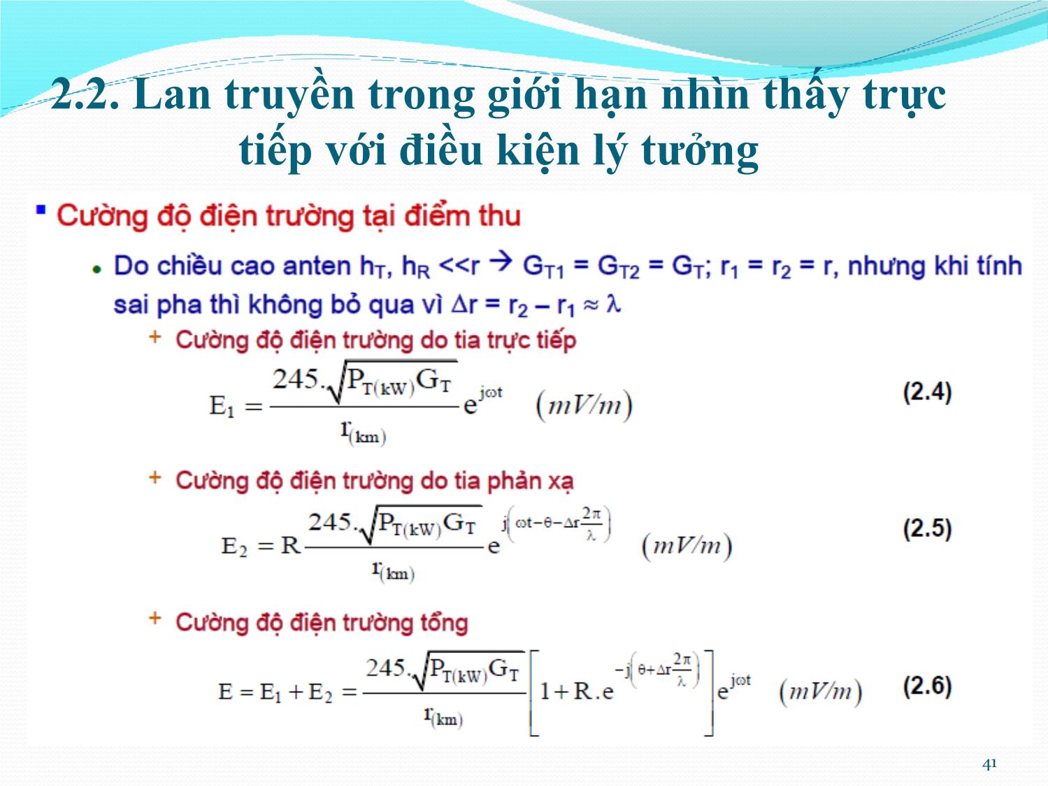Bài giảng Kỹ thuật anten và truyền sóng - Chương 2: Truyền lan sóng cực ngắn - Nguyễn Thị Linh Phương trang 8