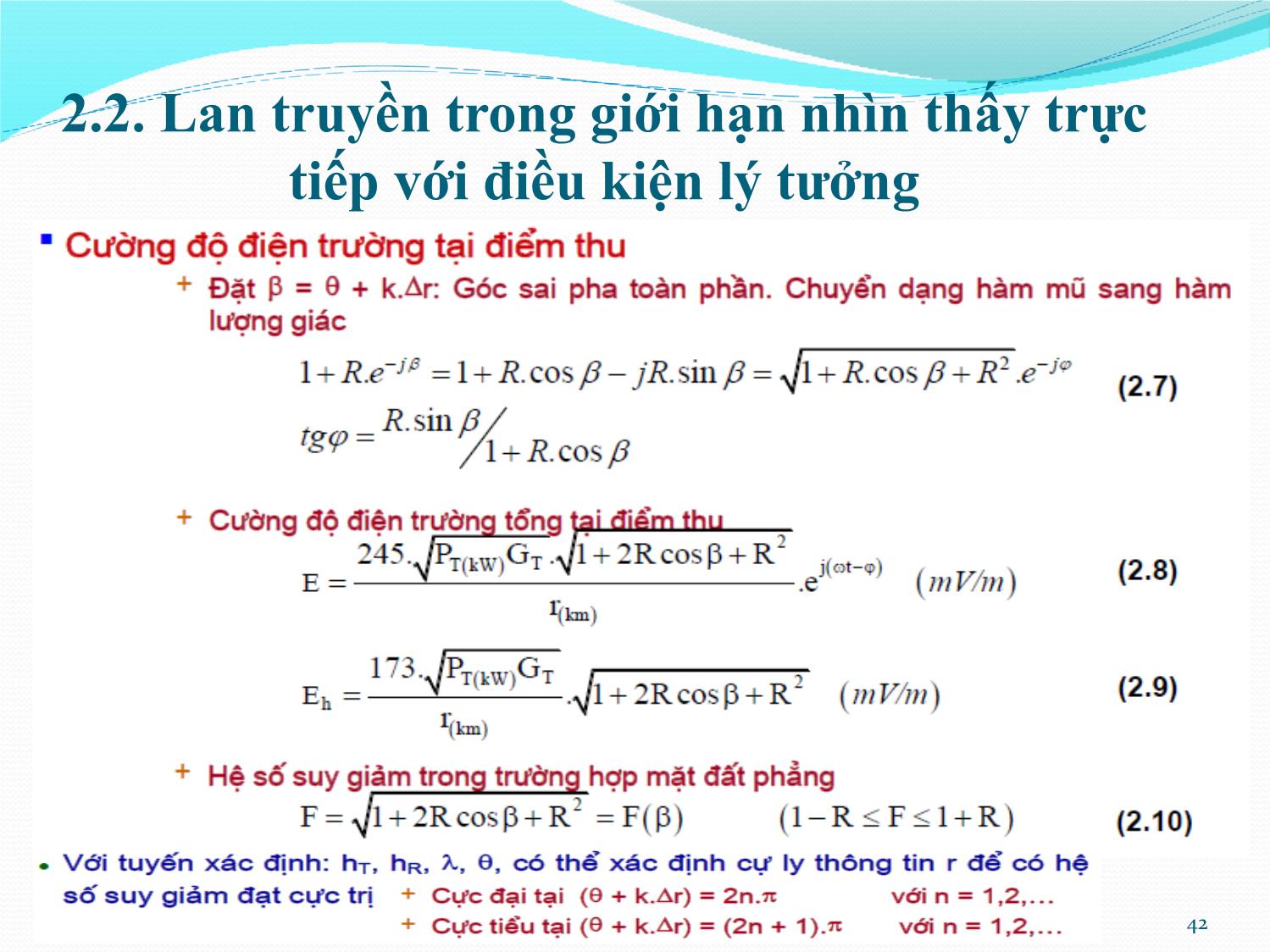 Bài giảng Kỹ thuật anten và truyền sóng - Chương 2: Truyền lan sóng cực ngắn - Nguyễn Thị Linh Phương trang 9