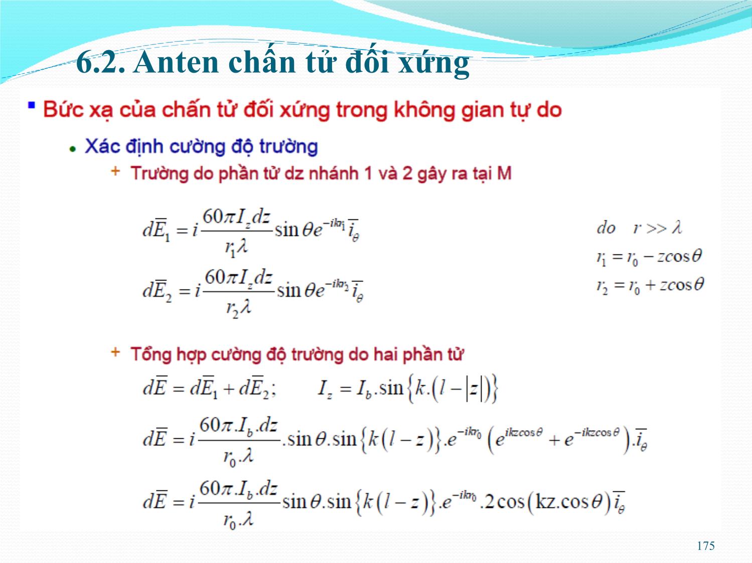Bài giảng Kỹ thuật anten và truyền sóng - Chương 6: Anten chấn tử - Nguyễn Thị Linh Phương trang 7