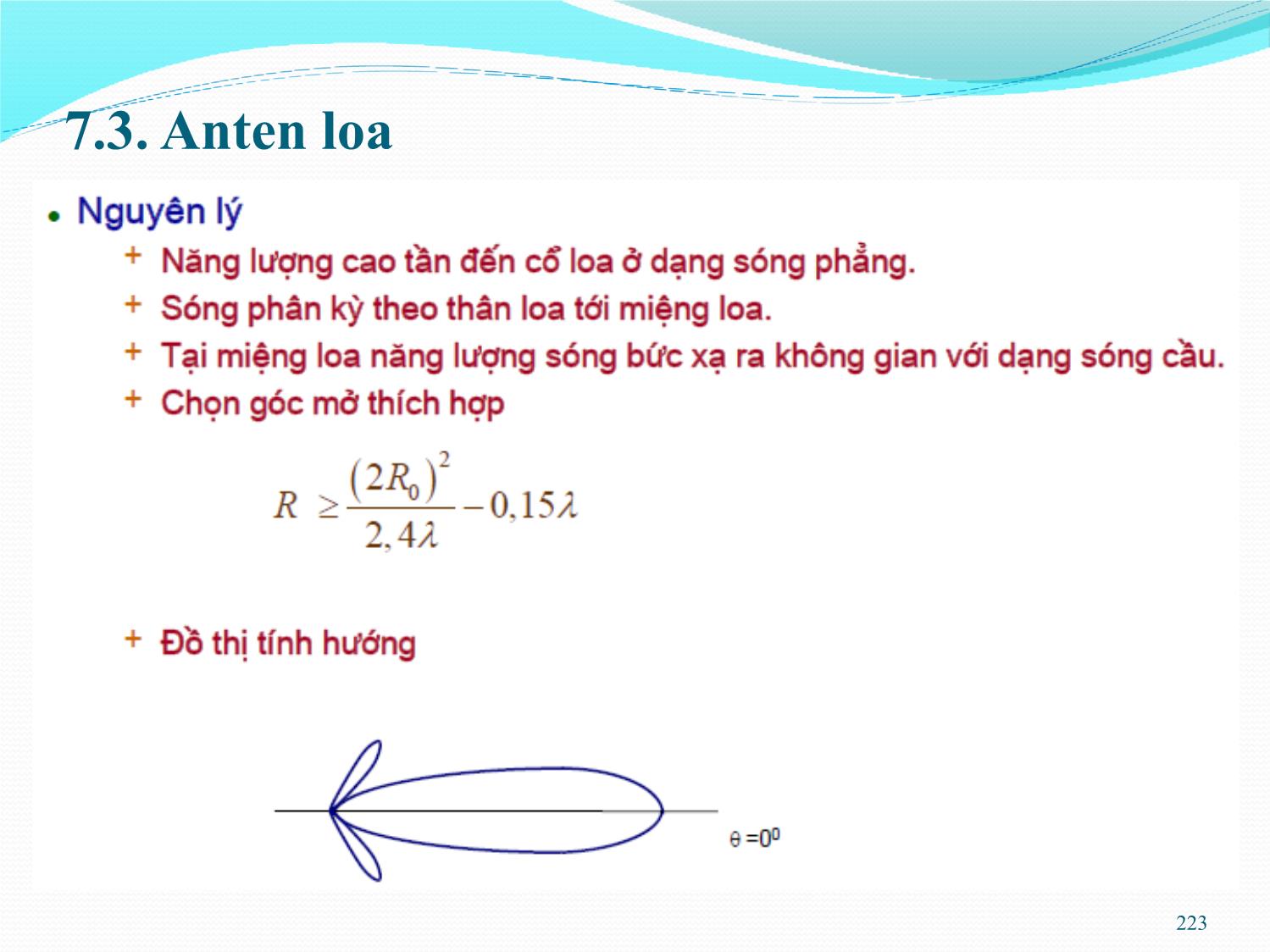 Bài giảng Kỹ thuật anten và truyền sóng - Chương 7: Anten góc mở - Nguyễn Thị Linh Phương trang 10