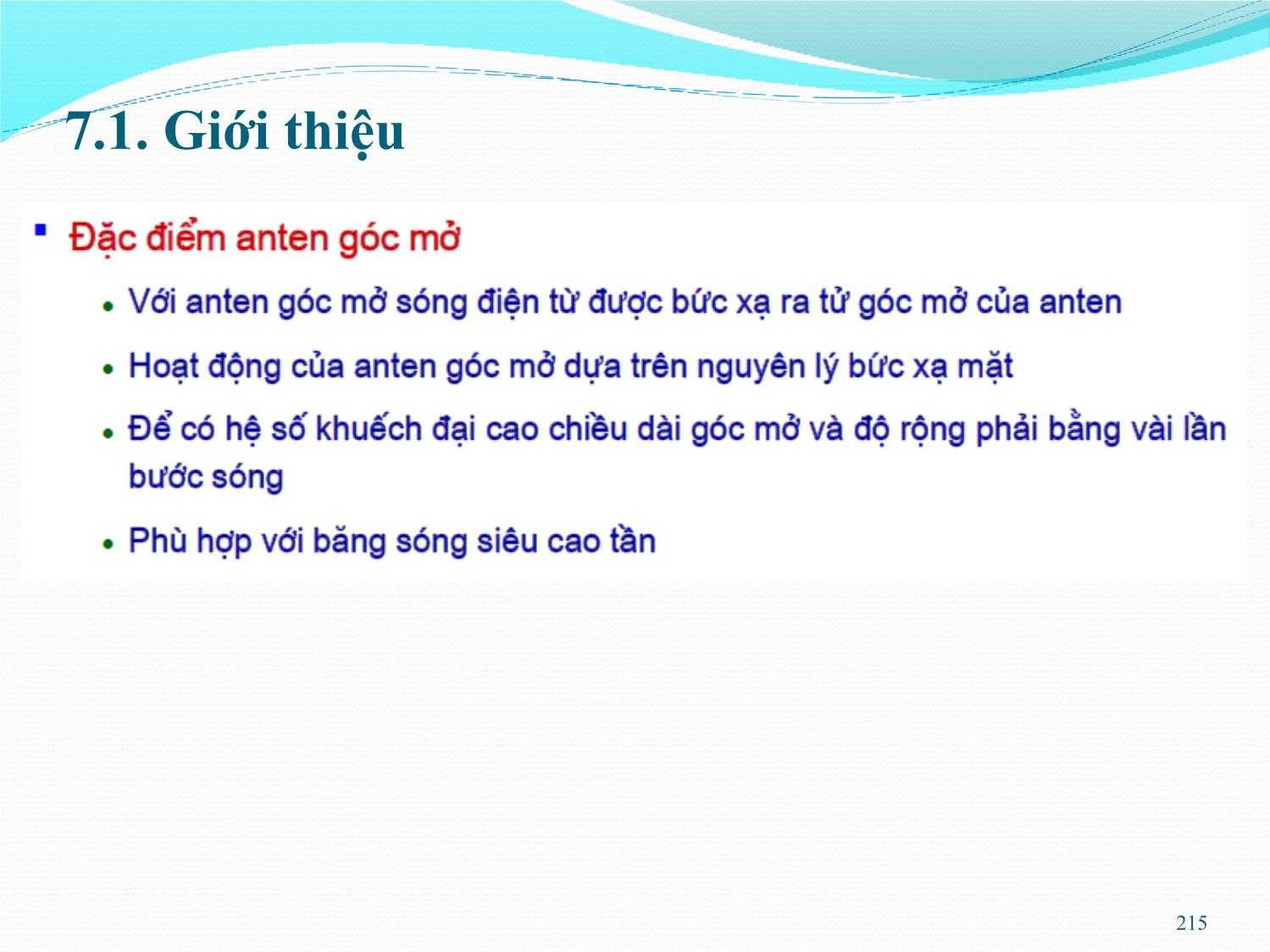 Bài giảng Kỹ thuật anten và truyền sóng - Chương 7: Anten góc mở - Nguyễn Thị Linh Phương trang 2