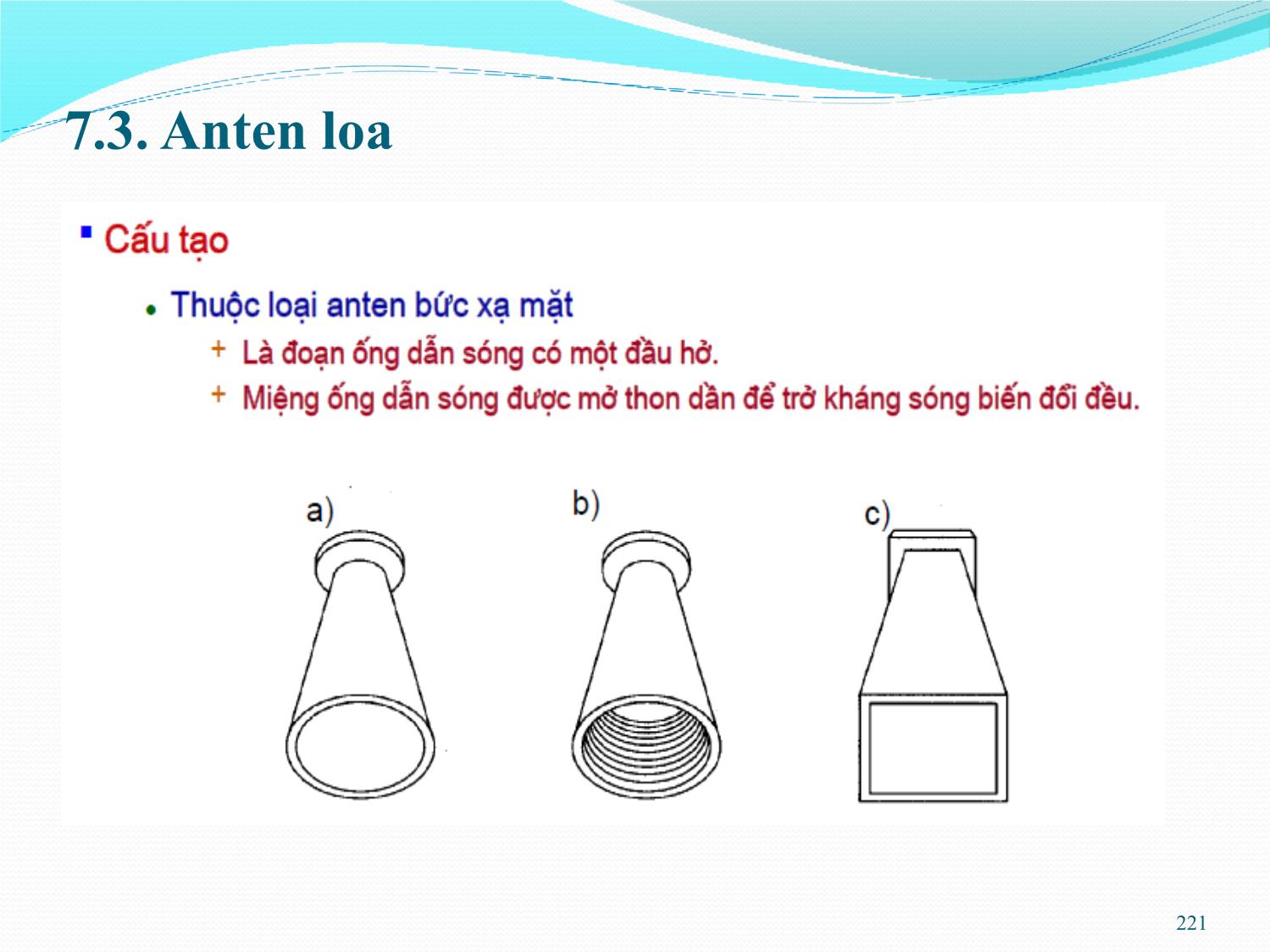 Bài giảng Kỹ thuật anten và truyền sóng - Chương 7: Anten góc mở - Nguyễn Thị Linh Phương trang 8