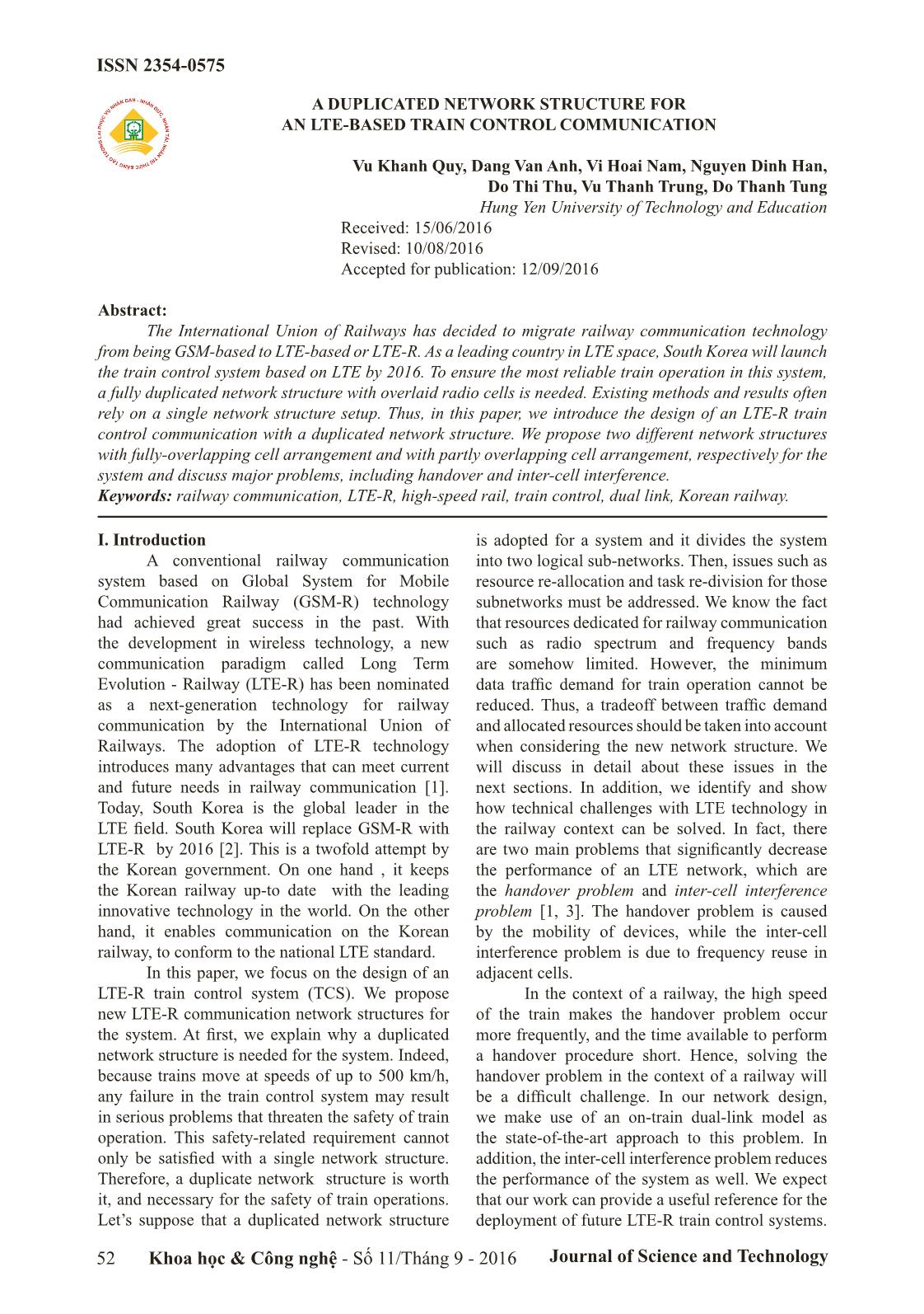 A duplicated network structure for an LTE-Based train control communication trang 1