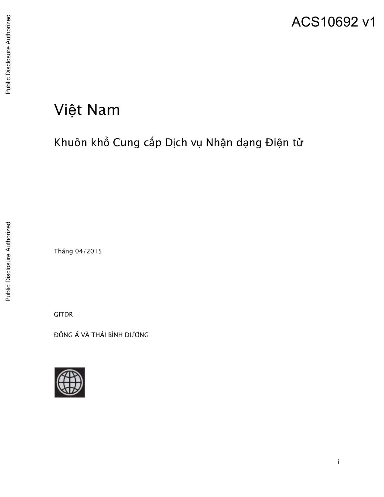 Báo cáo Việt Nam - Khuôn khổ cung cấp dịch vụ nhận dạng điện tử trang 1