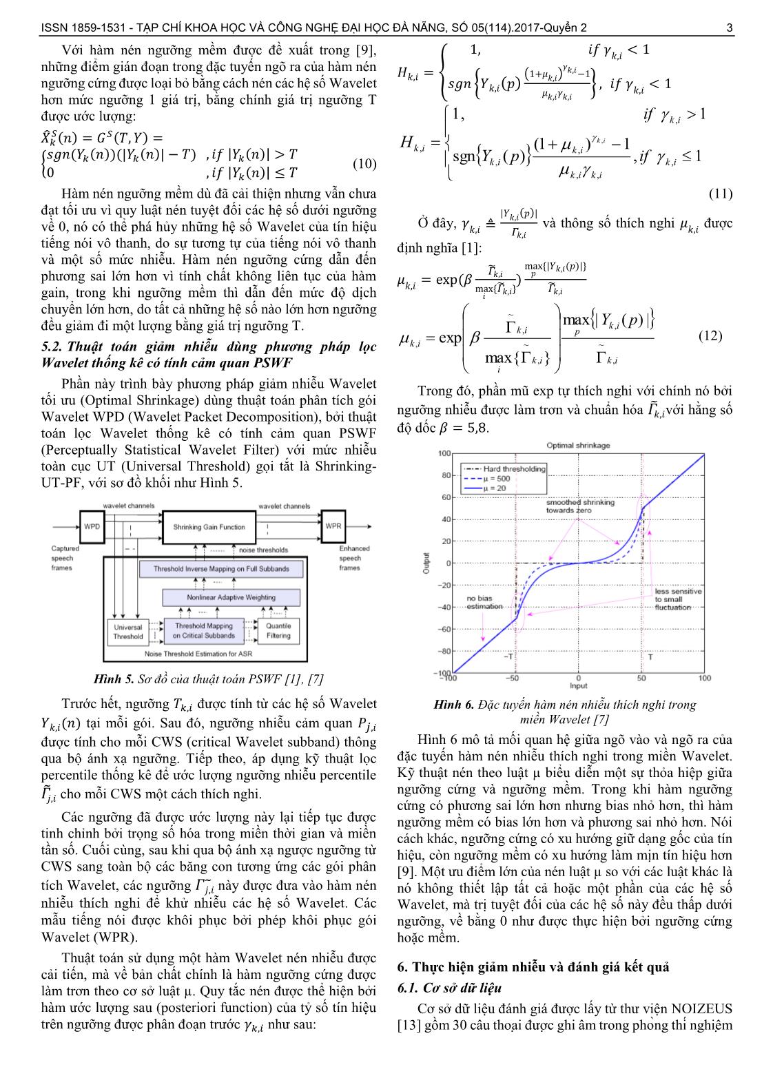 Đánh giá giải pháp giảm nhiễu cho tín hiệu tiếng nói sử dụng các phép biến đổi Wavelet trang 3
