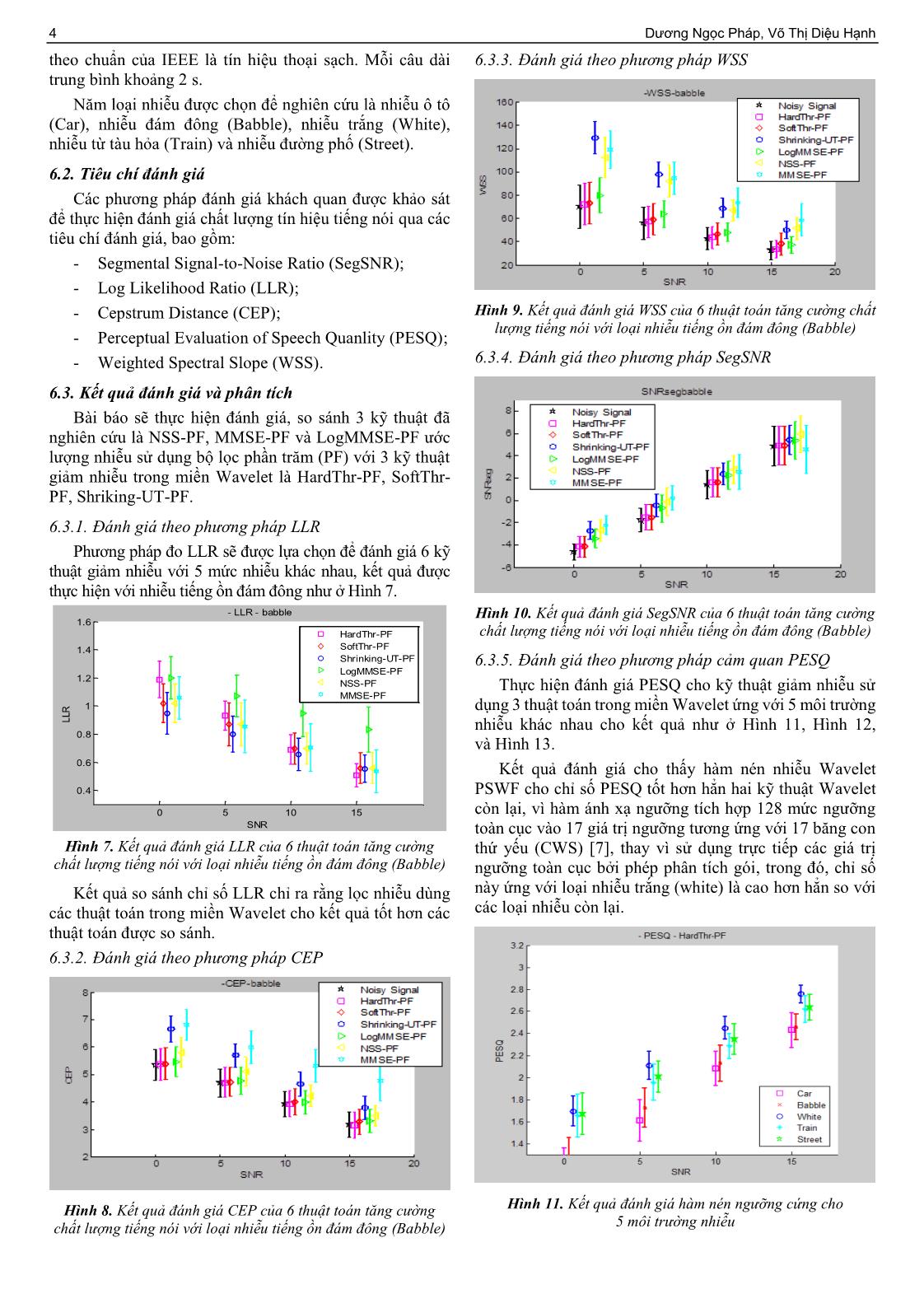 Đánh giá giải pháp giảm nhiễu cho tín hiệu tiếng nói sử dụng các phép biến đổi Wavelet trang 4