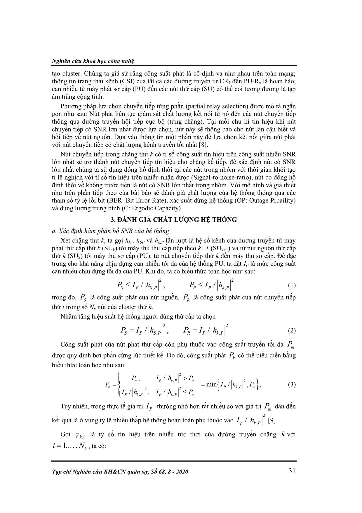 Đánh giá chất lượng hệ thống truyền thông đa chặng sử dụng kỹ thuật lựa chọn chuyển tiếp từng phần trong vô tuyến nhận thức dạng nền trang 3