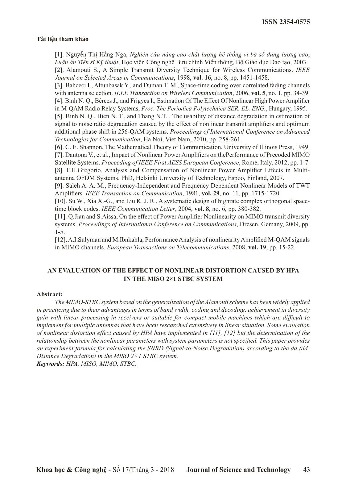 Đánh giá tác động riêng của méo phi tuyến gây bởi hpa trong hệ thống MISO 2×1 STBC trang 6