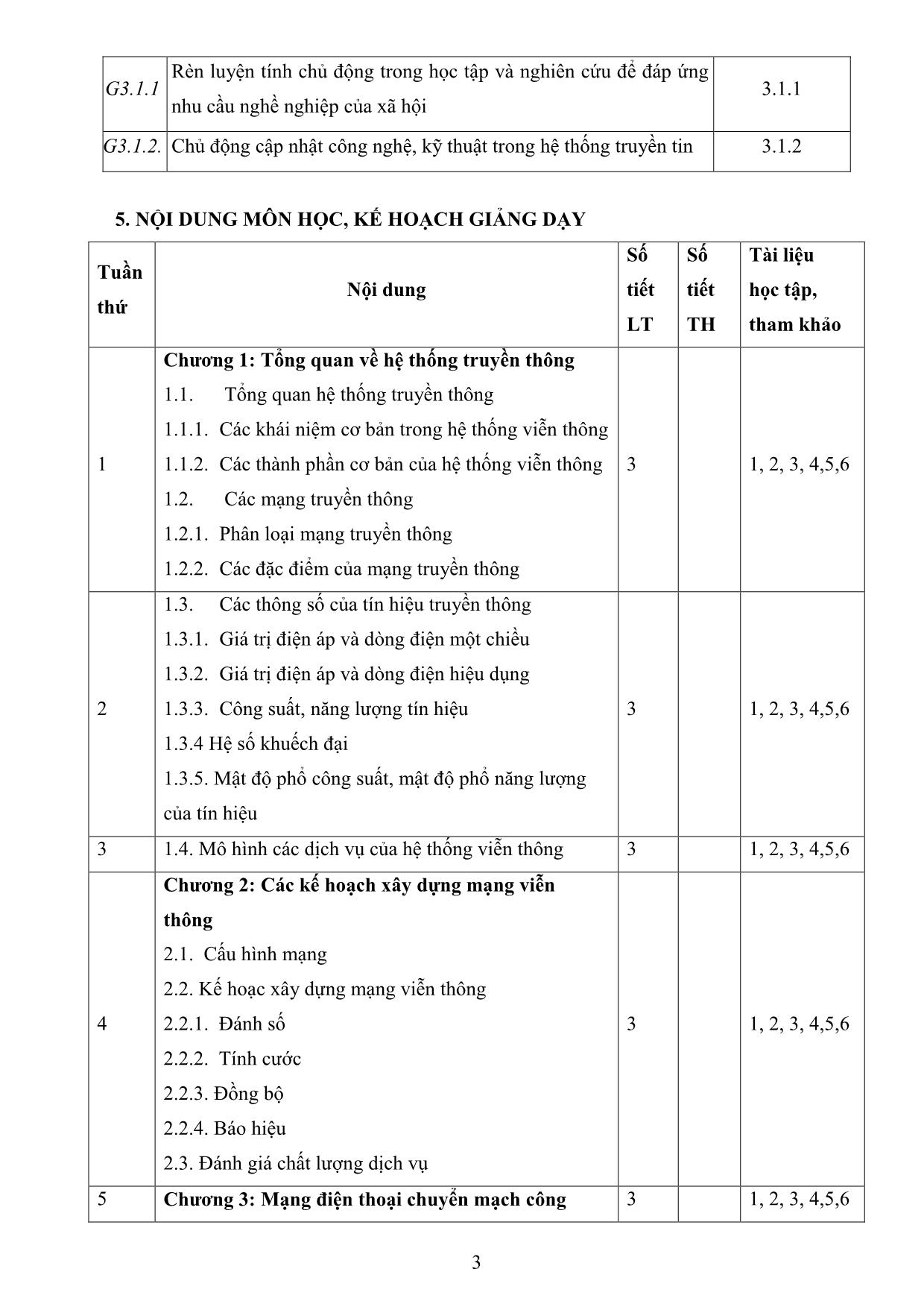 Đề cương chi tiết học phần Hệ thống viễn thông trang 3