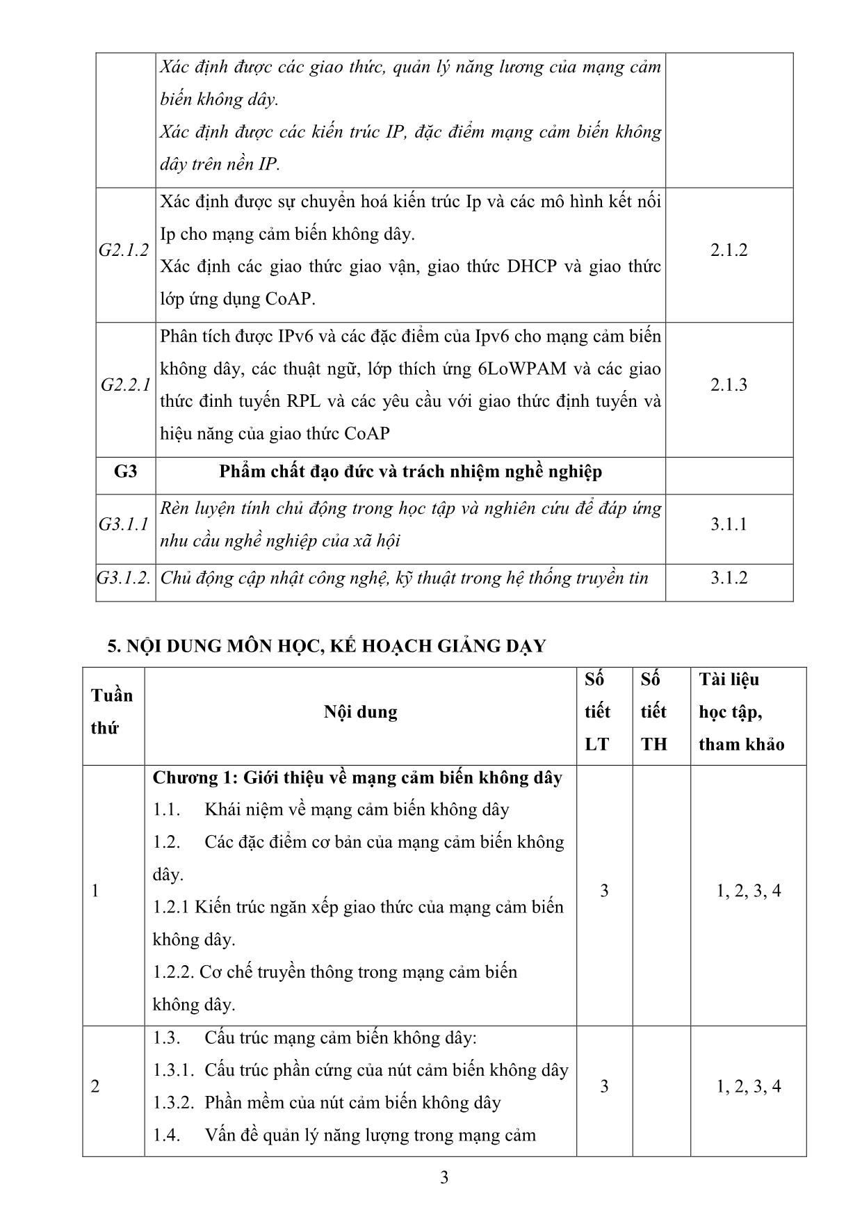 Đề cương chi tiết học phần Mạng cảm biến không dây trang 3