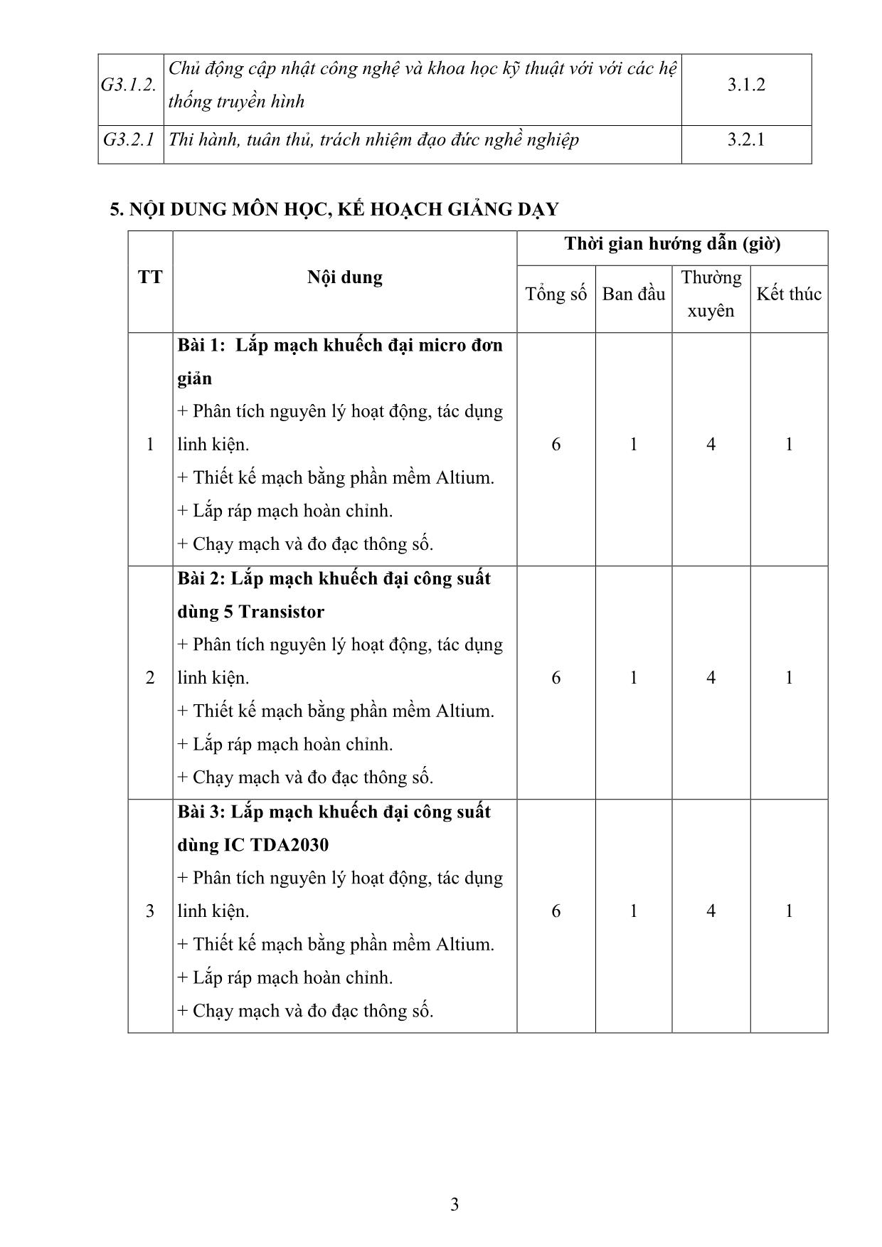 Đề cương chi tiết học phần Thực tập kỹ thuật truyền hình (Mới) trang 3