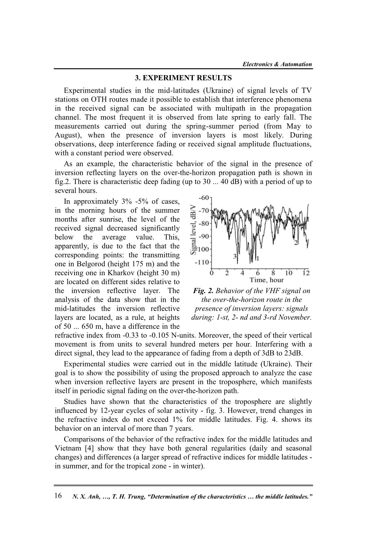 Determination of the characteristics of inversion reflecting layers in the troposphere on changes in the signal intensity on the near-earth over-thehorizon routes in the middle latitudes trang 4