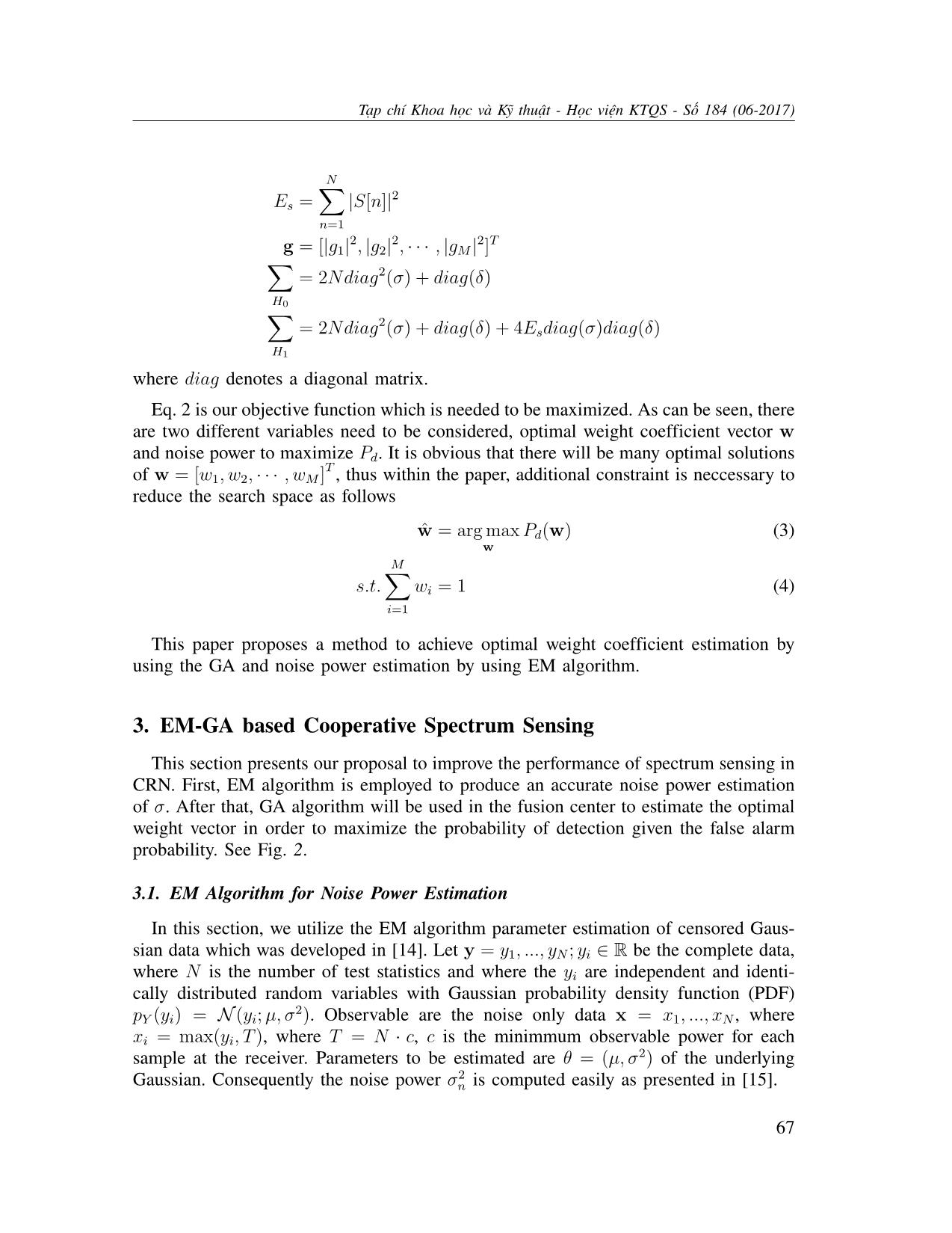 Enhancement of cooperative spectrum sensing employing genetic algorithm and noise power estimation trang 4