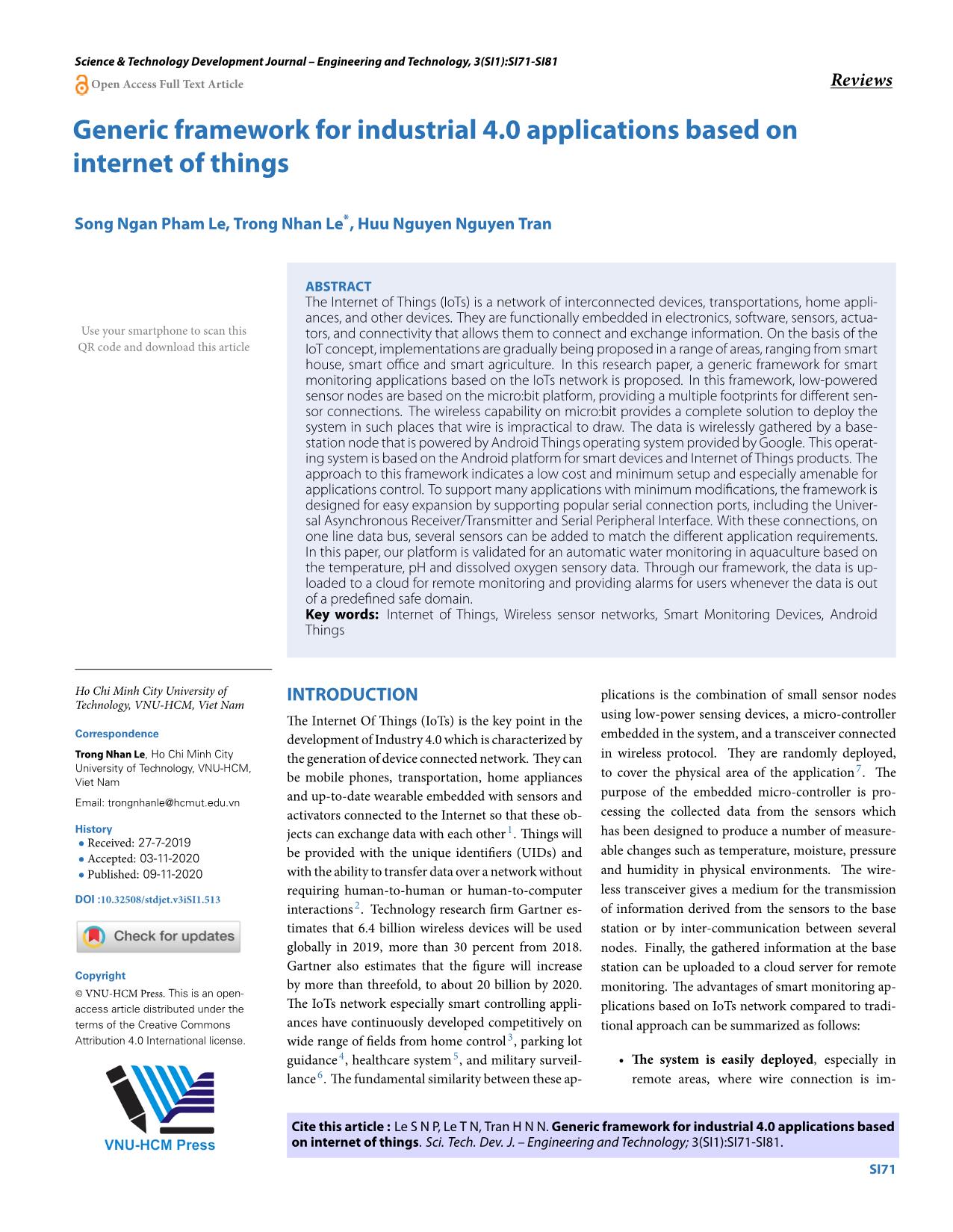 Generic framework for industrial 4.0 applications based on internet of things trang 1