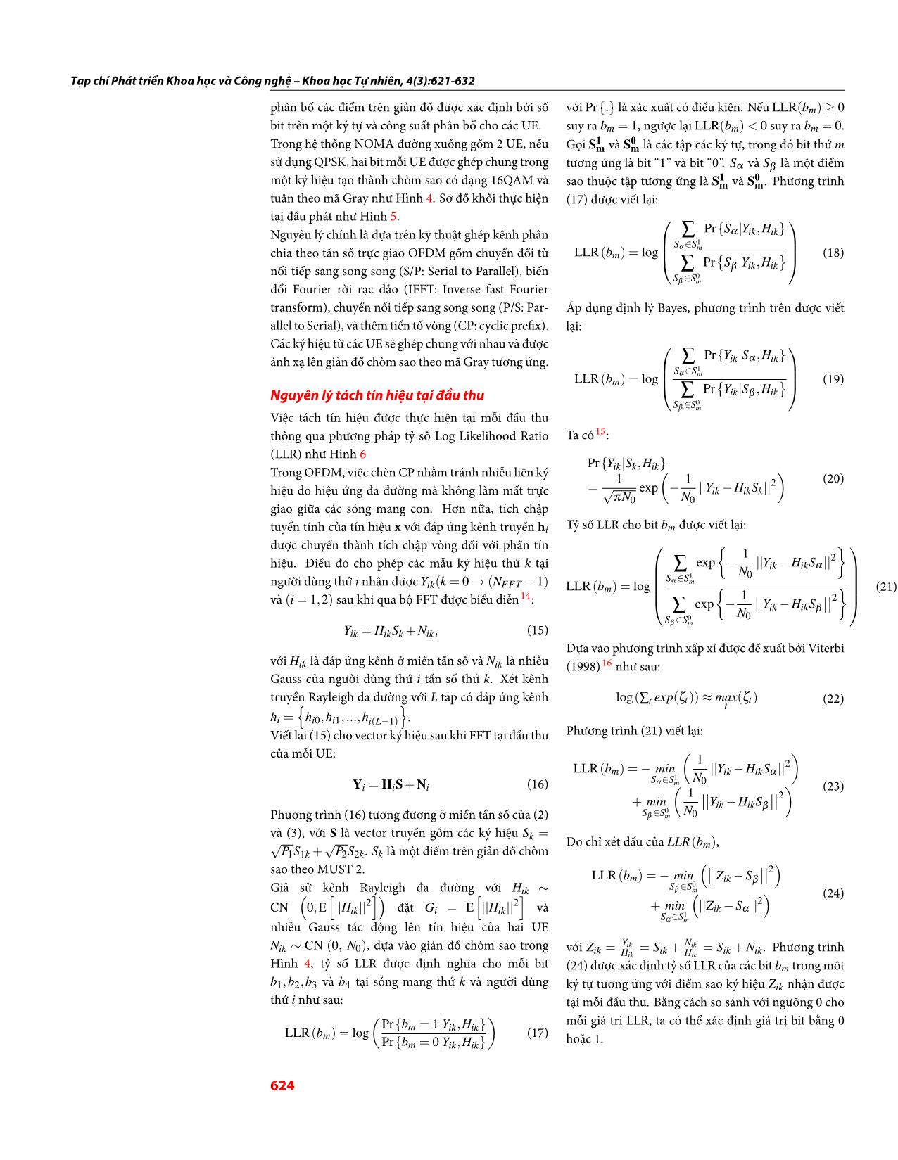 Hiệu năng đường xuống trong hệ thống đa truy nhập phi trực giao sử dụng tỷ số Log-Likelihood trang 4