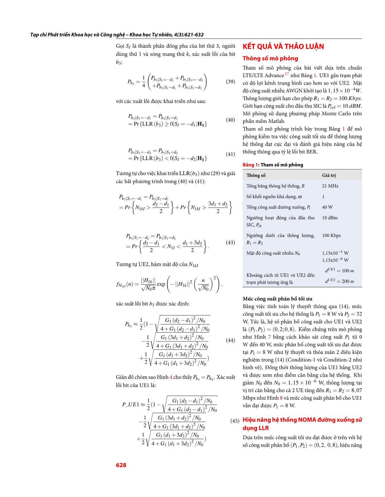 Hiệu năng đường xuống trong hệ thống đa truy nhập phi trực giao sử dụng tỷ số Log-Likelihood trang 8