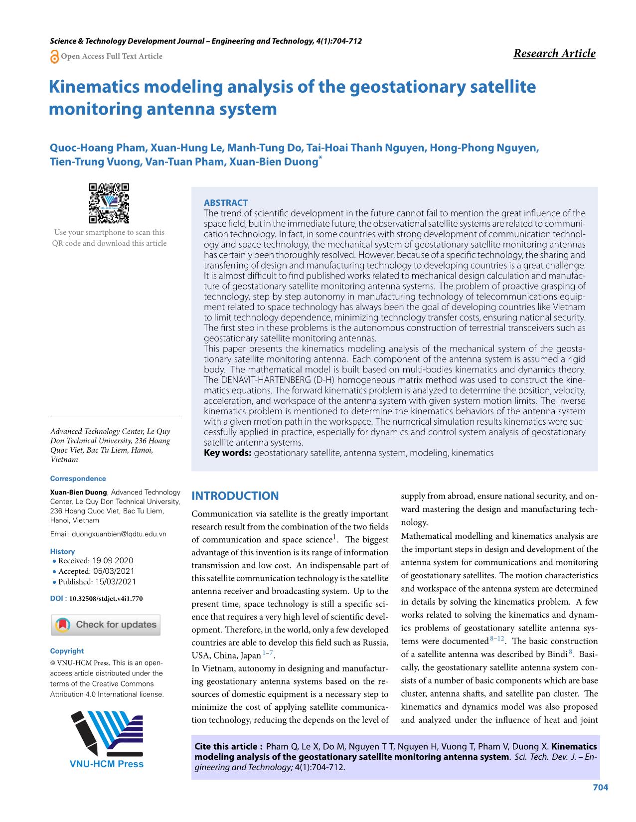Kinematics modeling analysis of the geostationary satellite monitoring antenna system trang 1