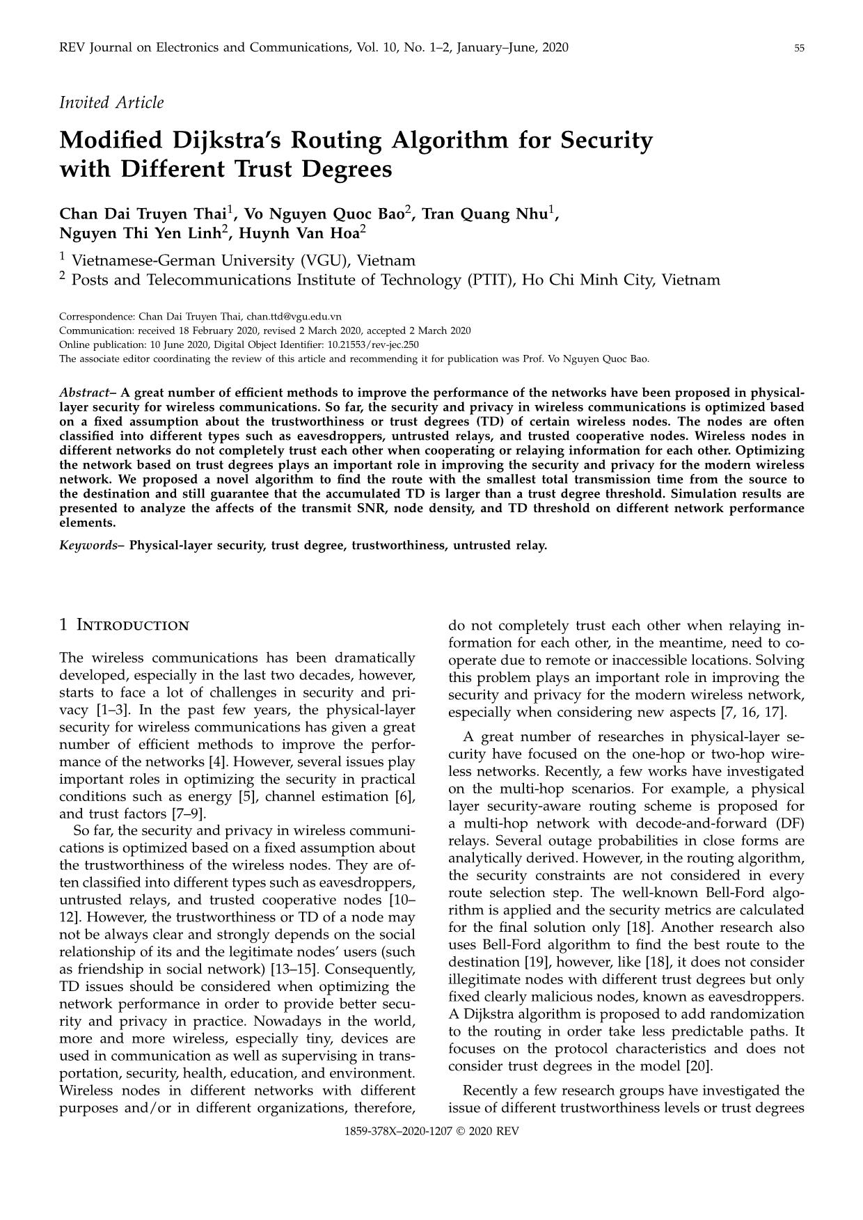 Modified dijkstra’s routing algorithm for security with different trust degrees trang 1