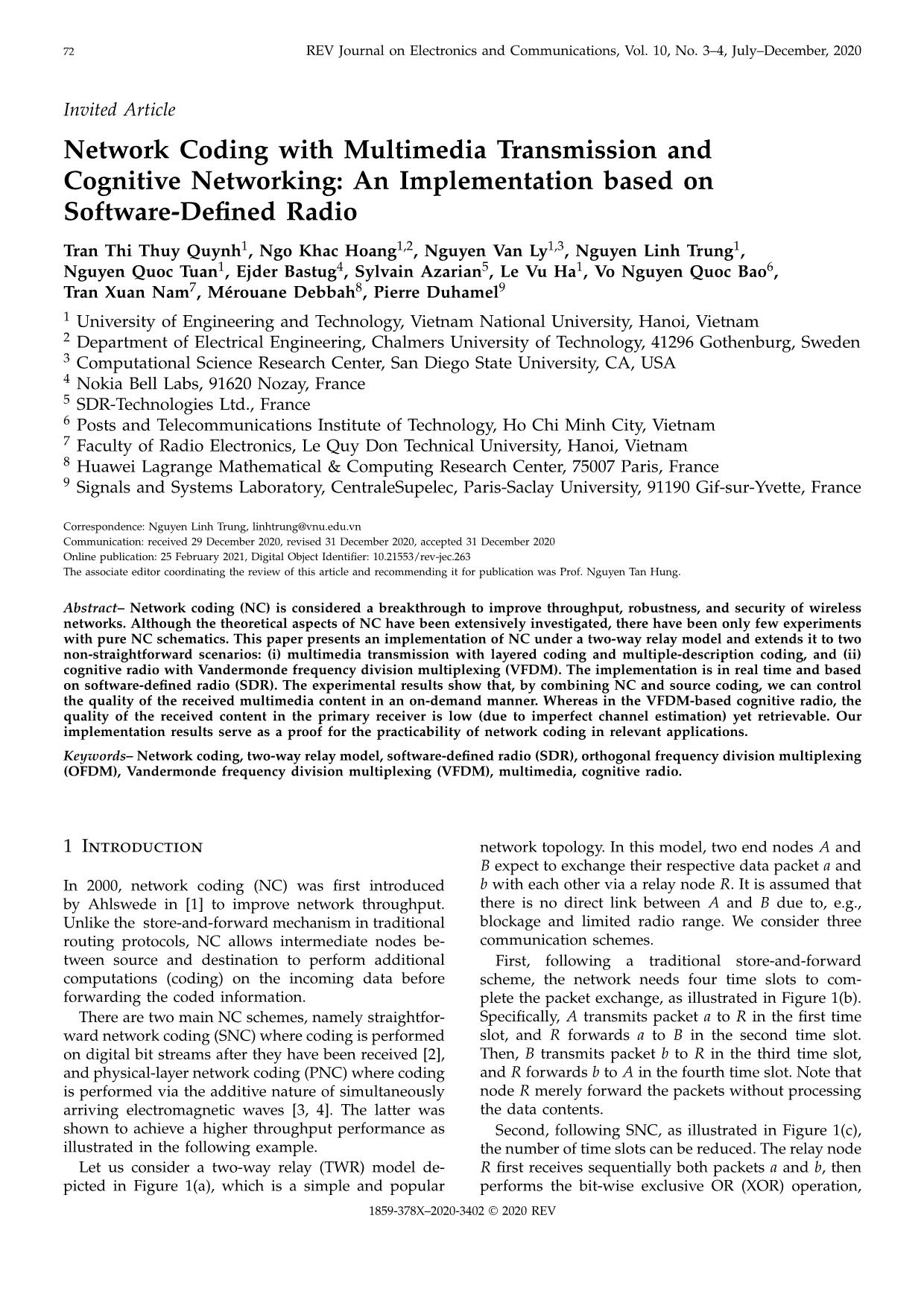 Network coding with multimedia transmission and cognitive networking: An implementation based on software-defined radio trang 1