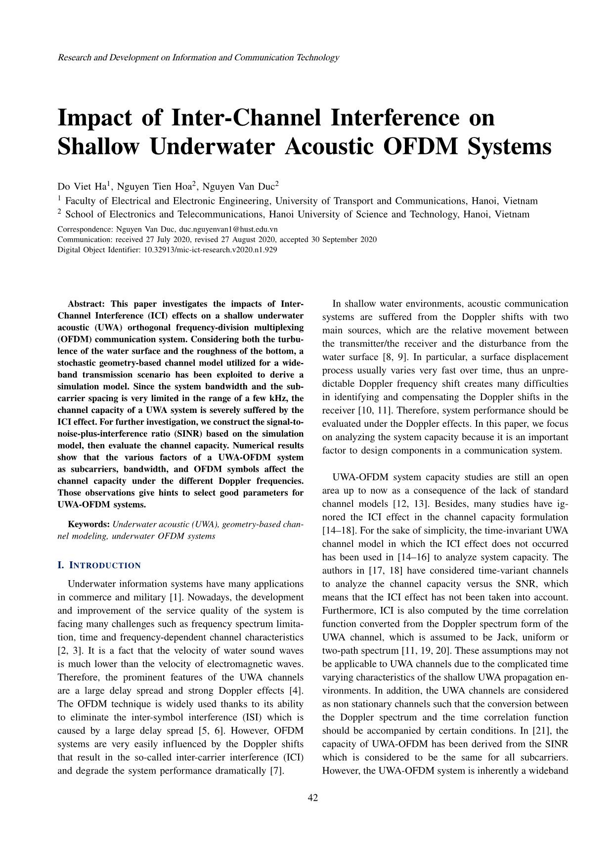 Impact of inter-channel interference on shallow underwater acoustic ofdm systems trang 1